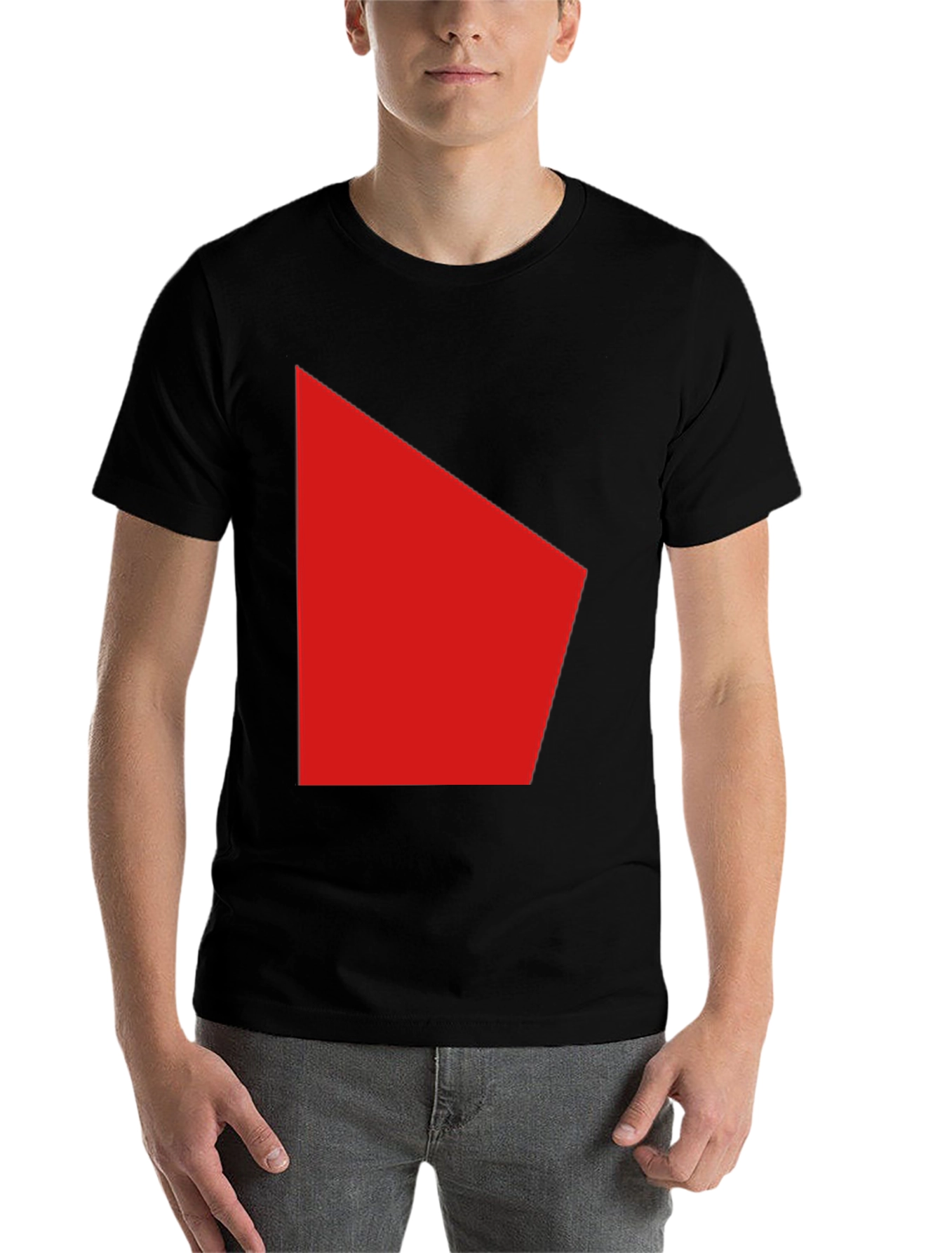 Black Modern Red Graphic Black T-Shirt view 7