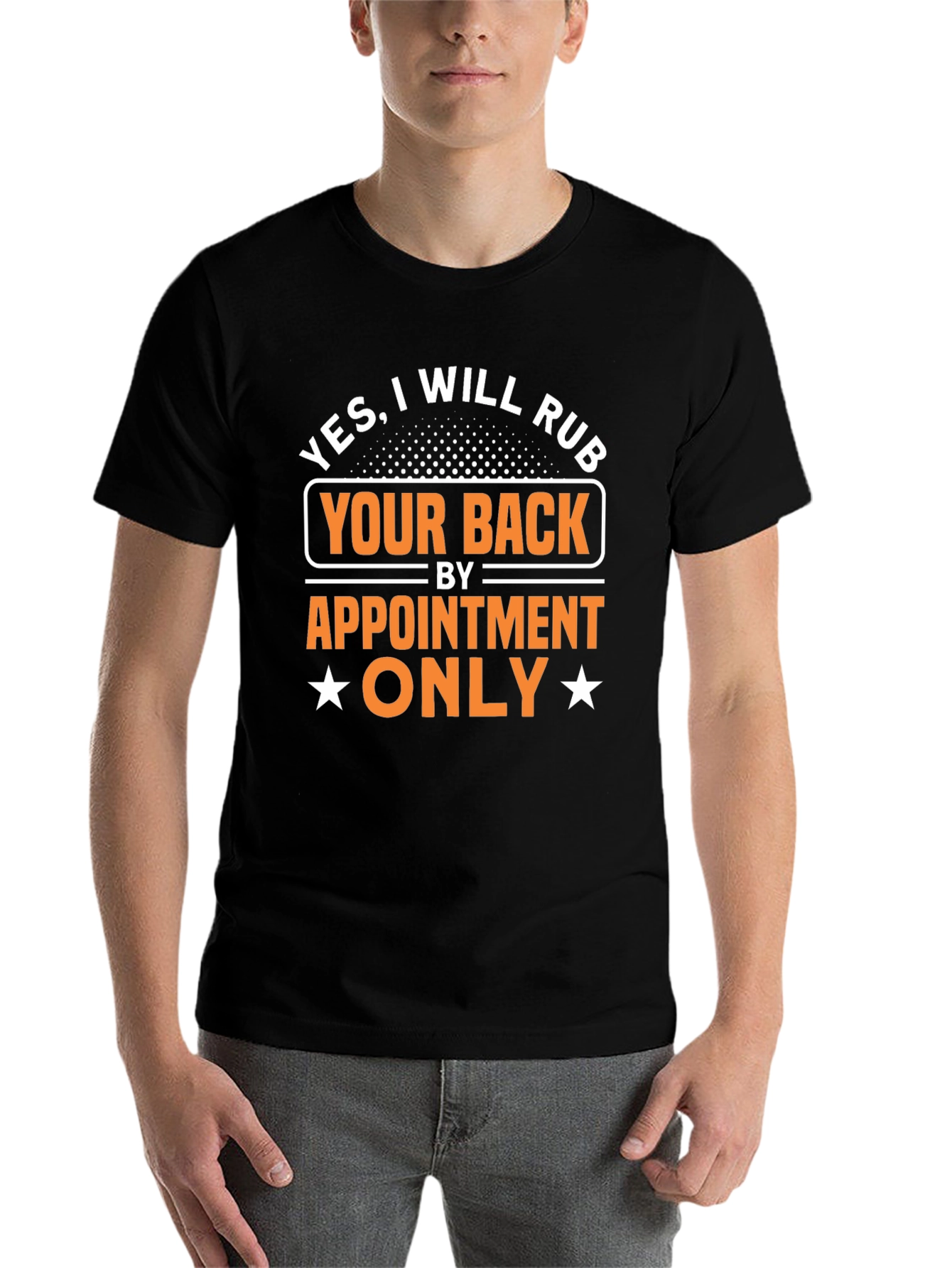 Black Funny Massage Therapy T-Shirt: Will Rub Your Back by Appointment view 7
