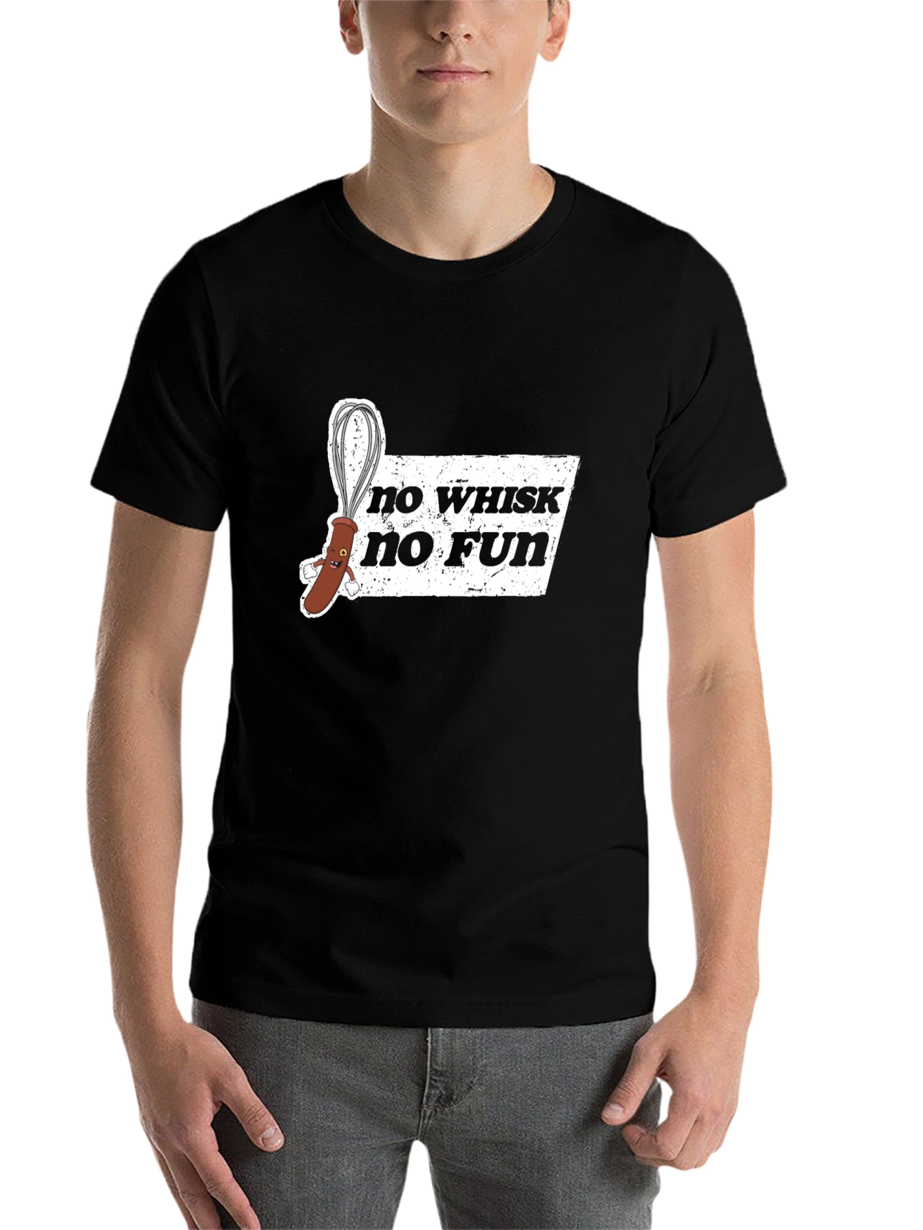 Black No Whisk No Fun Graphic Black T-Shirt view 7