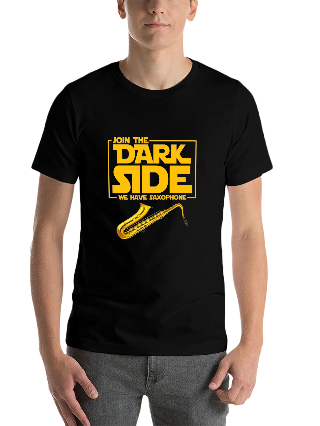 Black Join the Dark Side Saxophone Graphic T-Shirt view 7