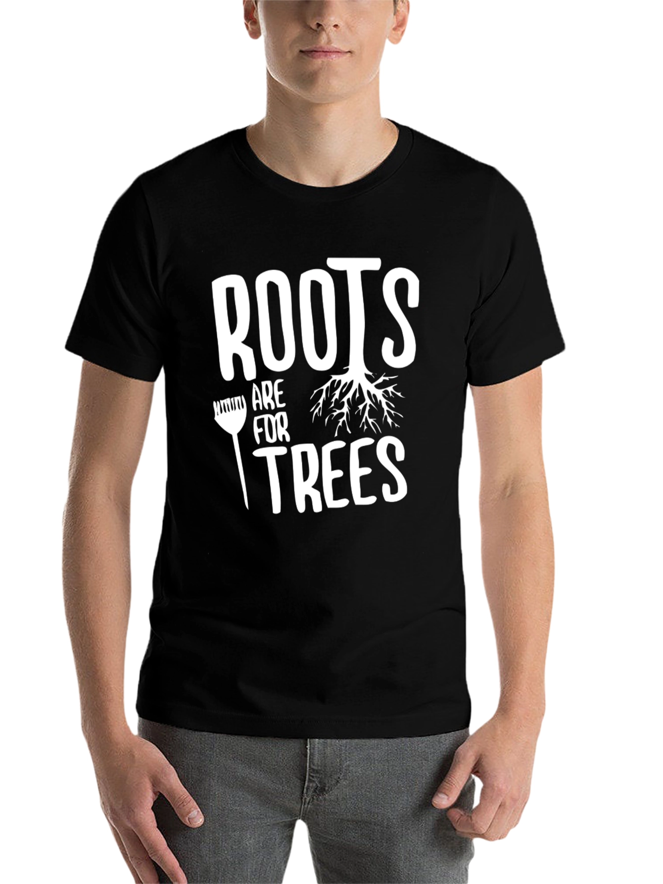 Black Roots are for Trees Graphic T-Shirt - Black Cotton Tee view 7