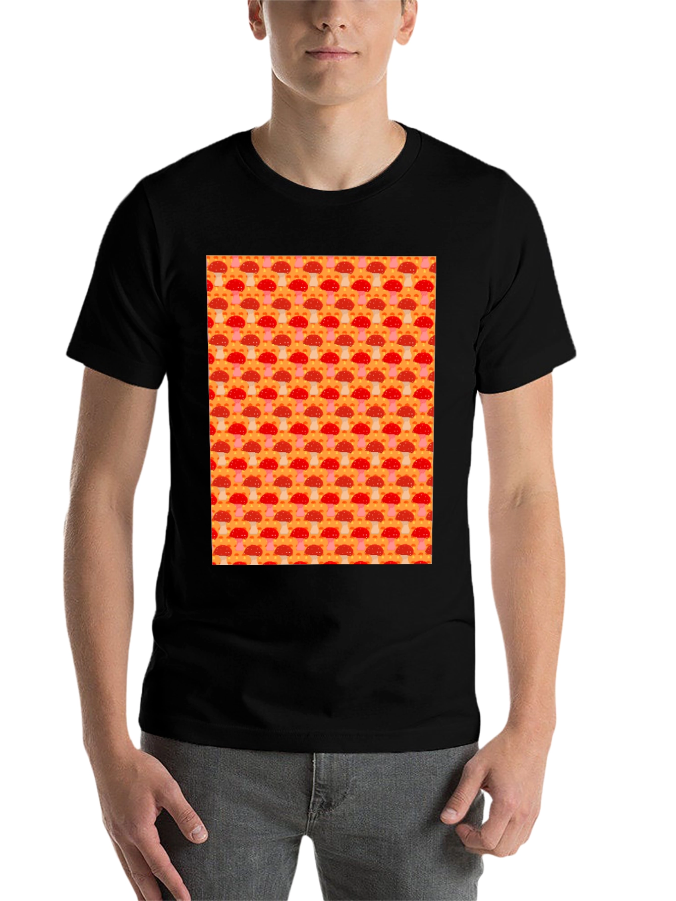 Black Mushroom Pattern Tee - Funky & Fun view 7