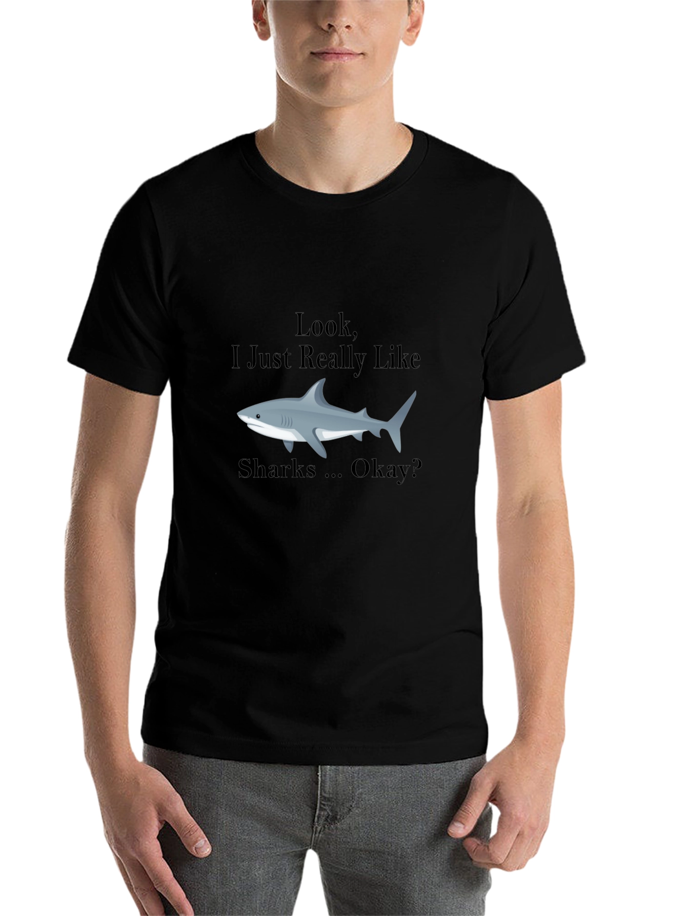 Black Shark Lover T-Shirt - "Look, I Just Really Like Sharks" view 7