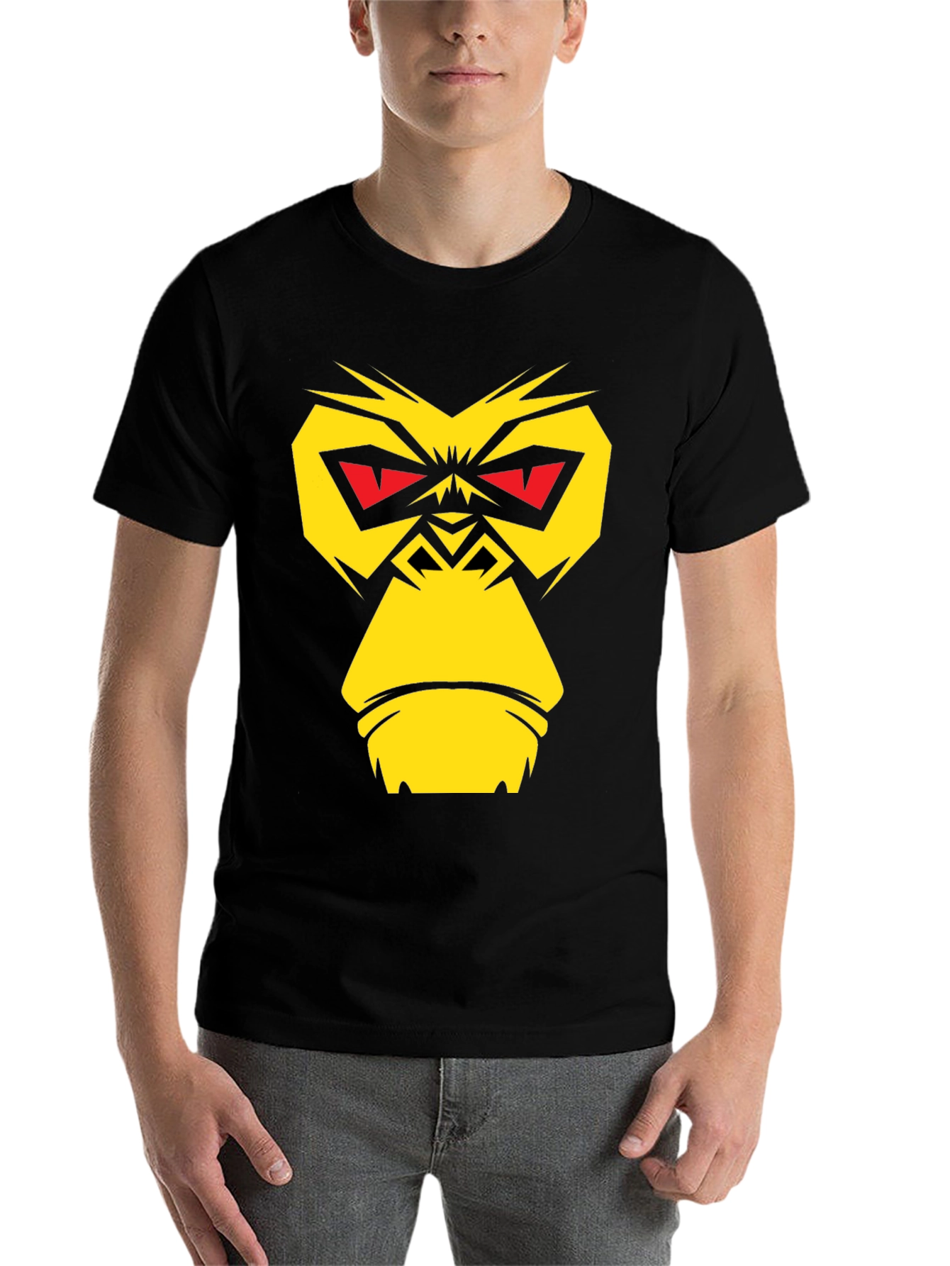 Black Bold Gorilla Graphic Tee - Black Cotton Blend view 7