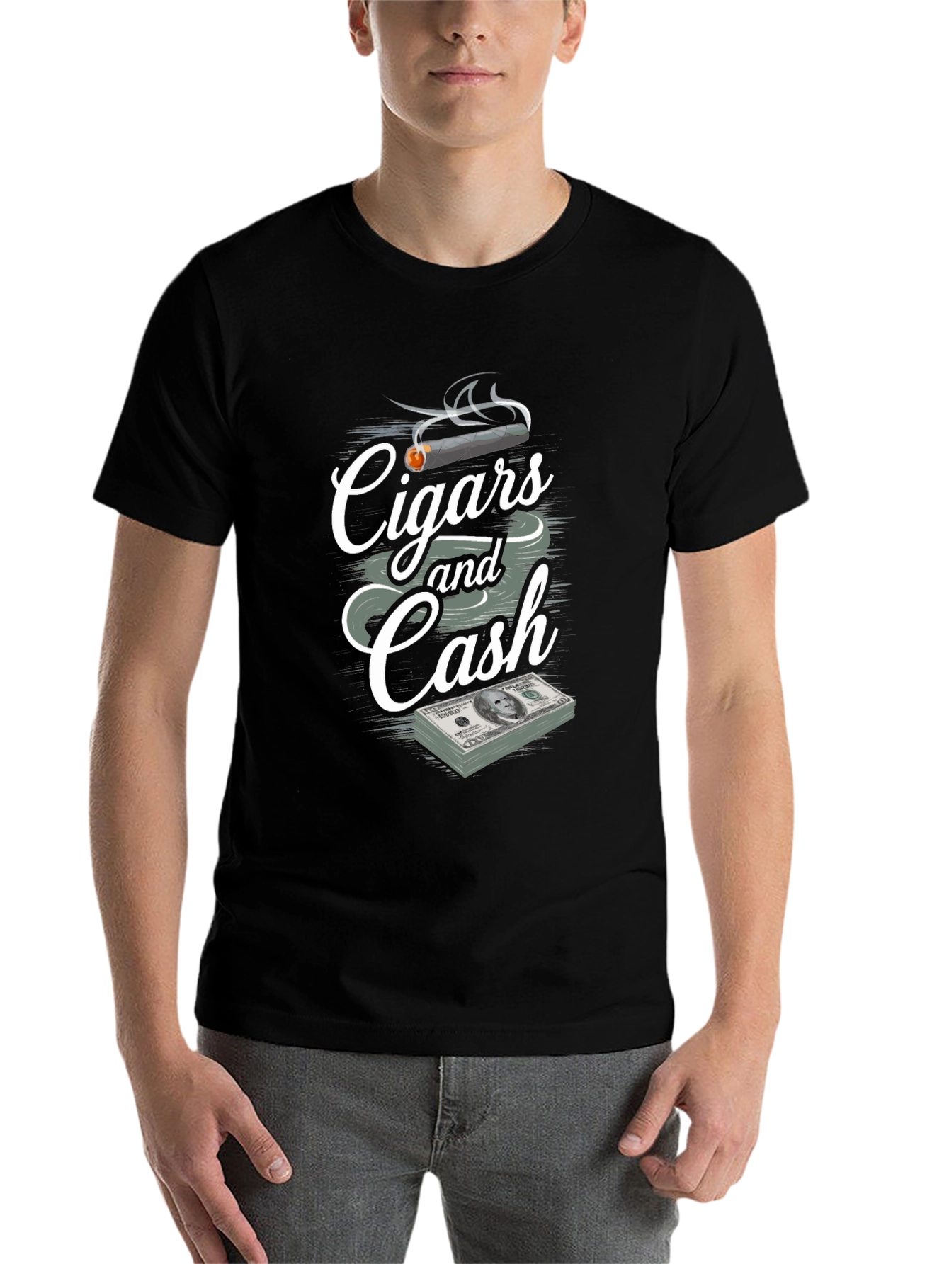 Black Cigars and Cash Graphic Print T-Shirt view 7