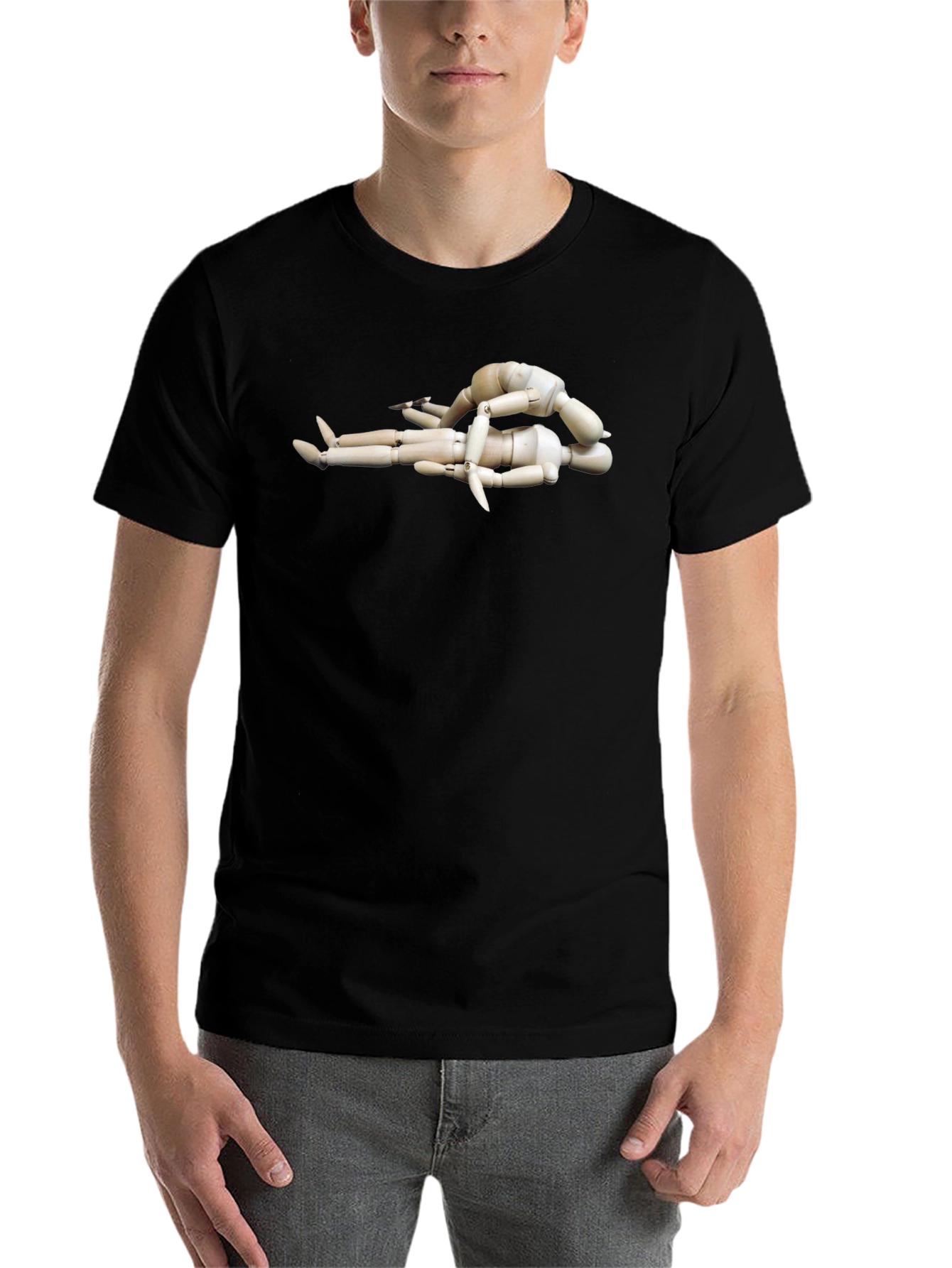 Black Artistic Wooden Mannequin T-Shirt view 7