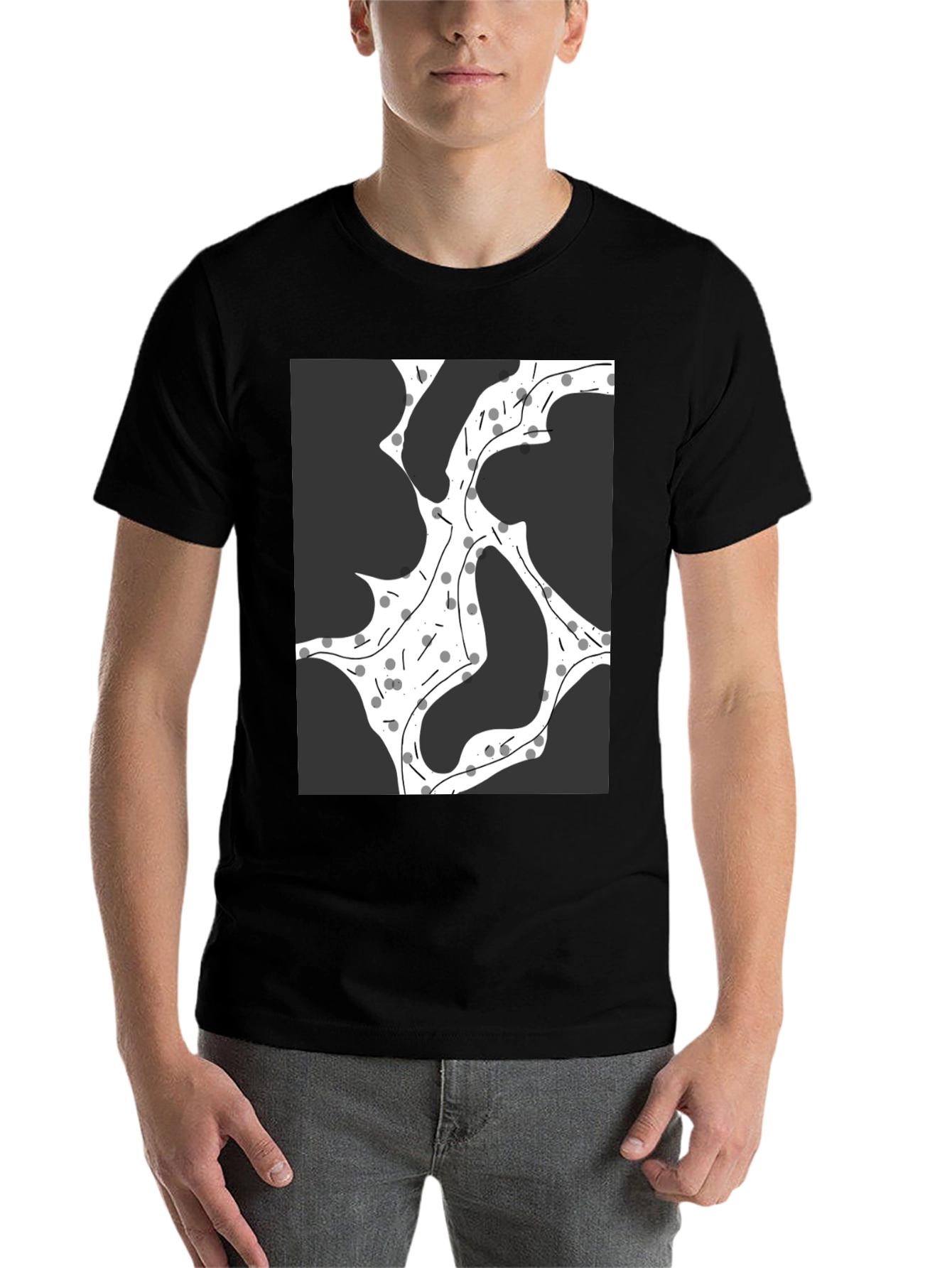 Black Abstract Graphic Print Black T-Shirt view 7