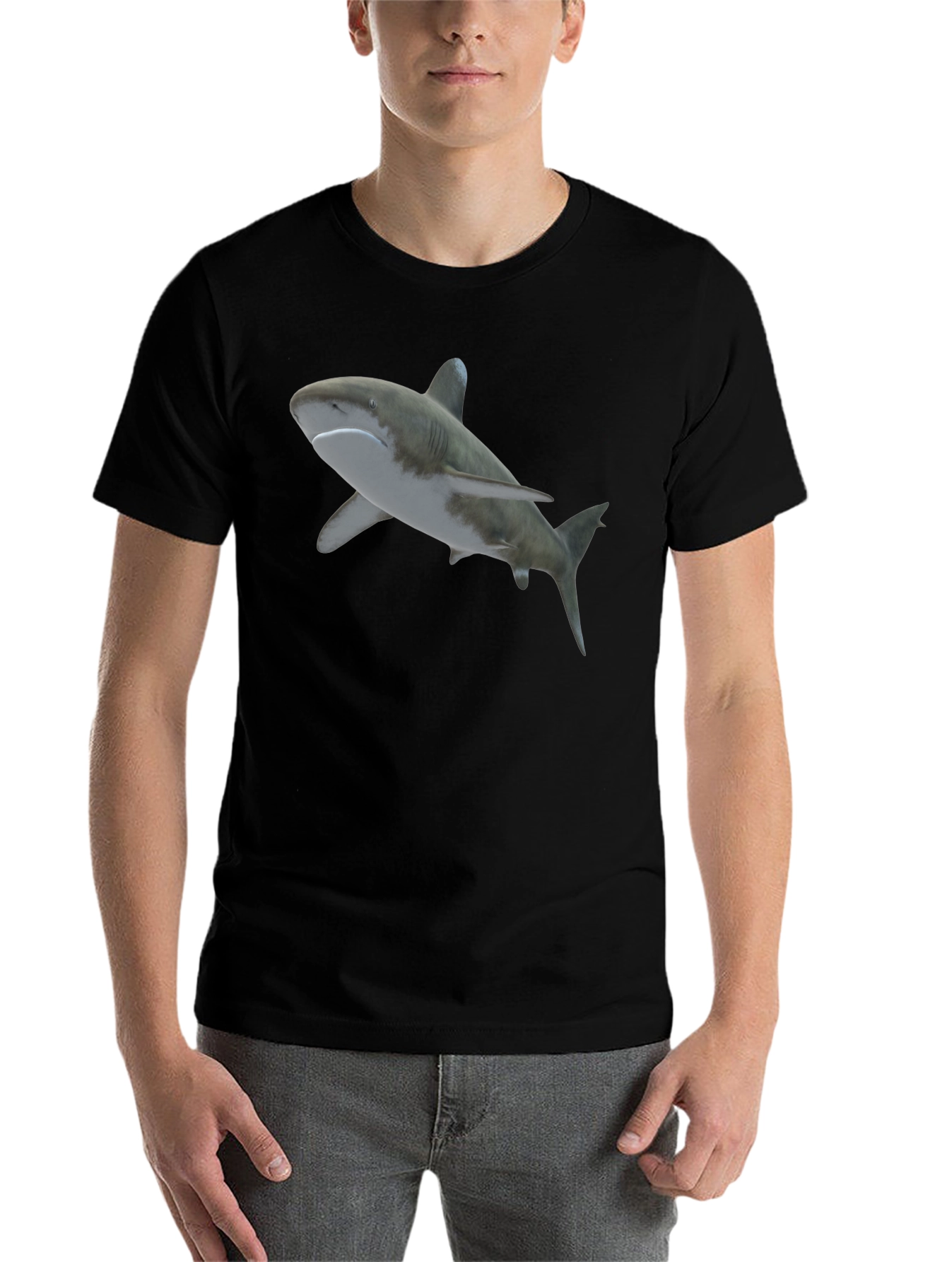 Black Shark Graphic Tee - Men's Black T-Shirt view 7