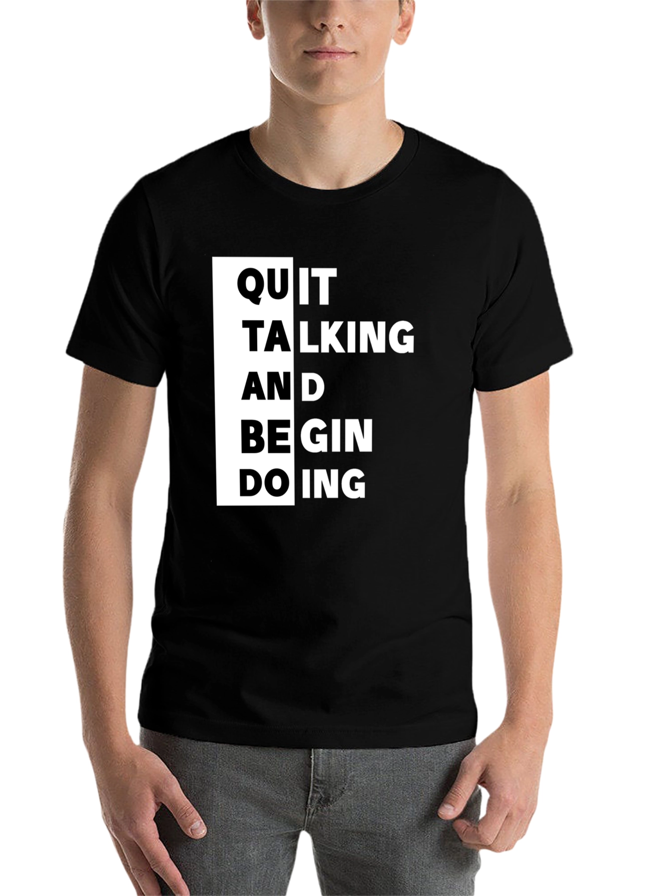 Black Quit Talking T-Shirt - Motivational Black Tee view 7