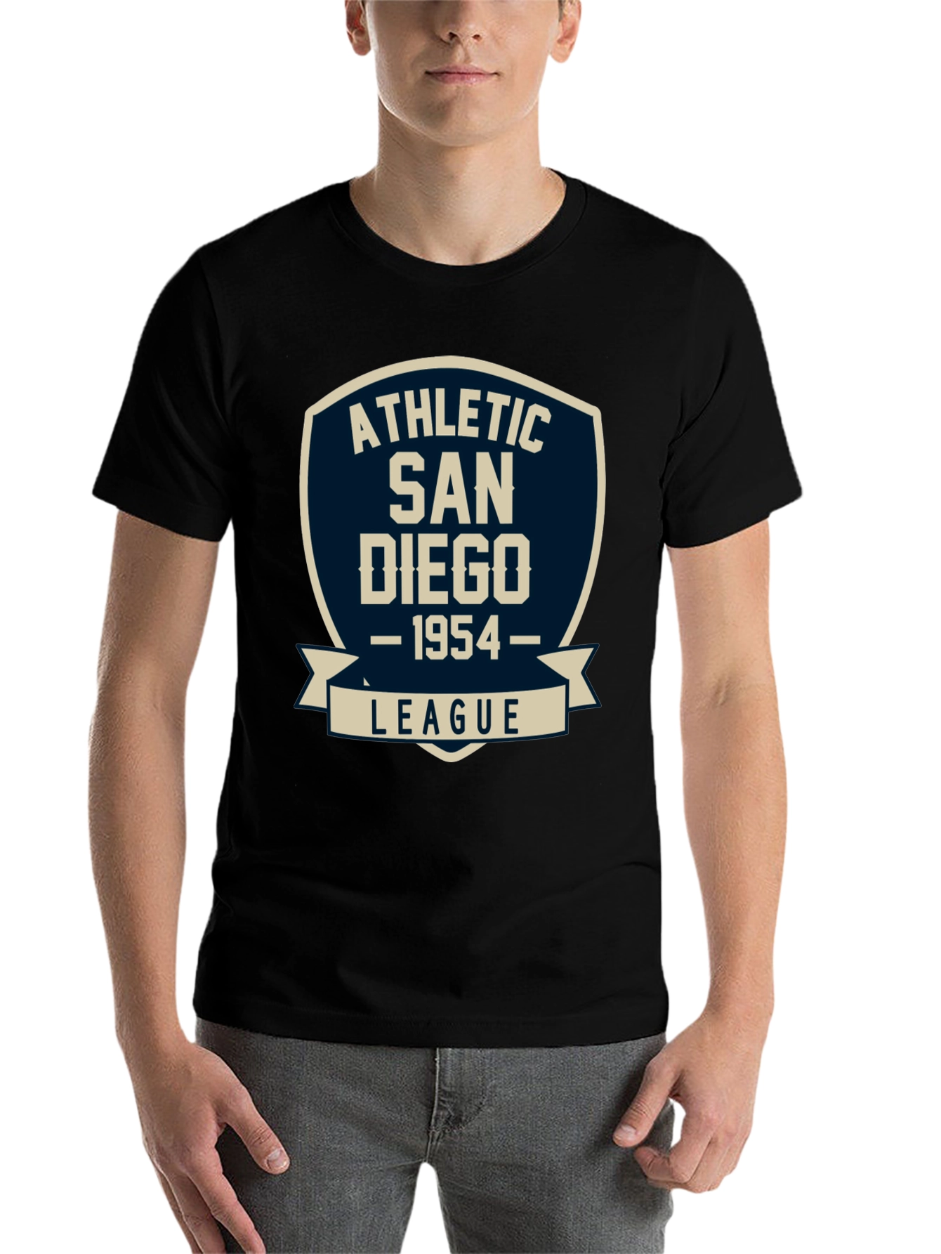 Black Athletic San Diego League T-Shirt - Vintage Style Tee view 7