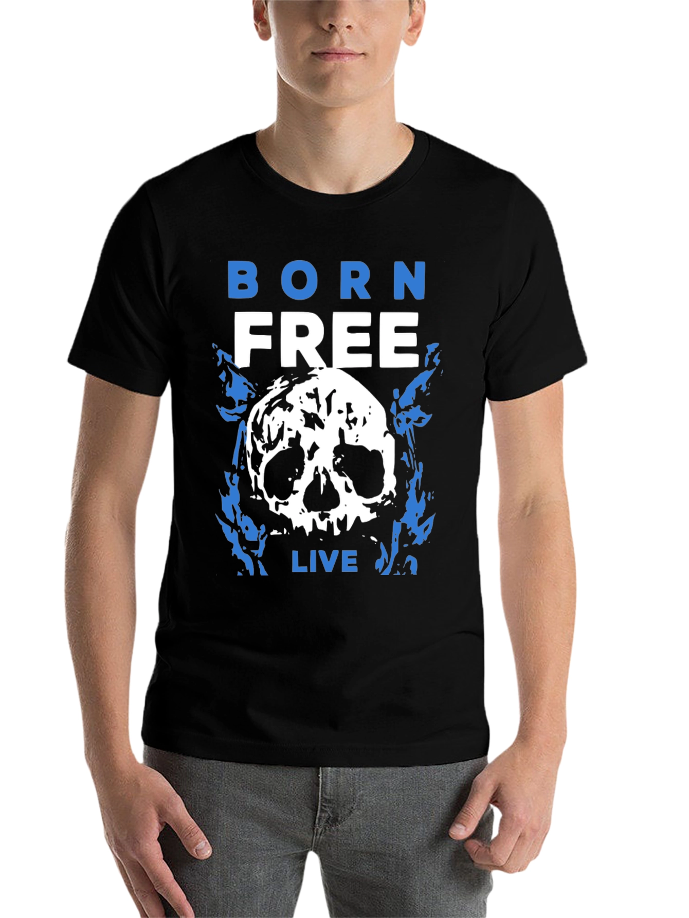 Black Born Free Skull Graphic T-Shirt - Black view 7