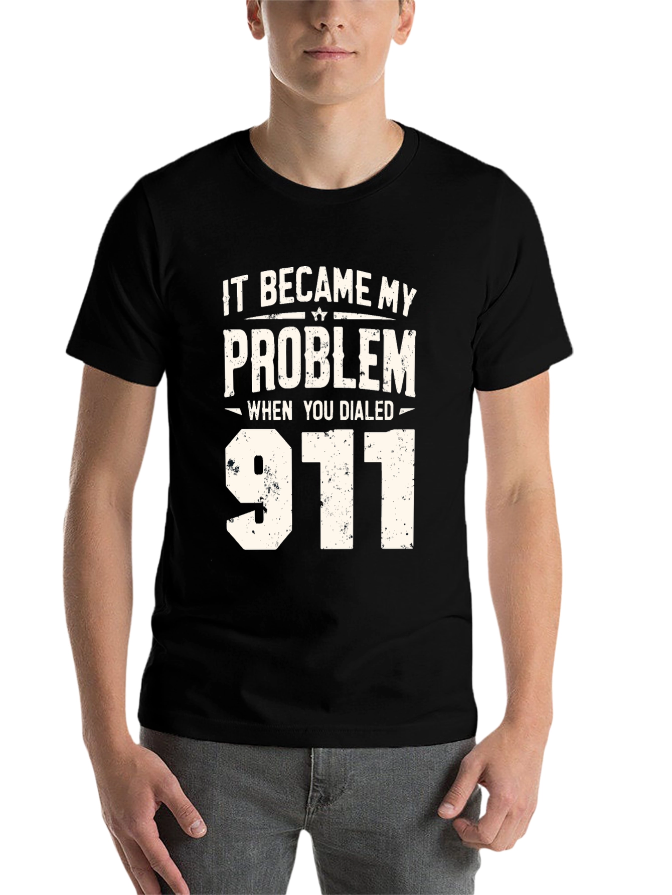 Black It Became My Problem 911 Black Graphic T-Shirt view 7