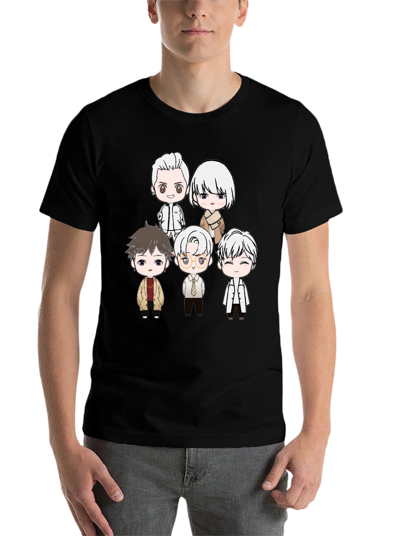 Black Anime Character Print Black T-Shirt view 7