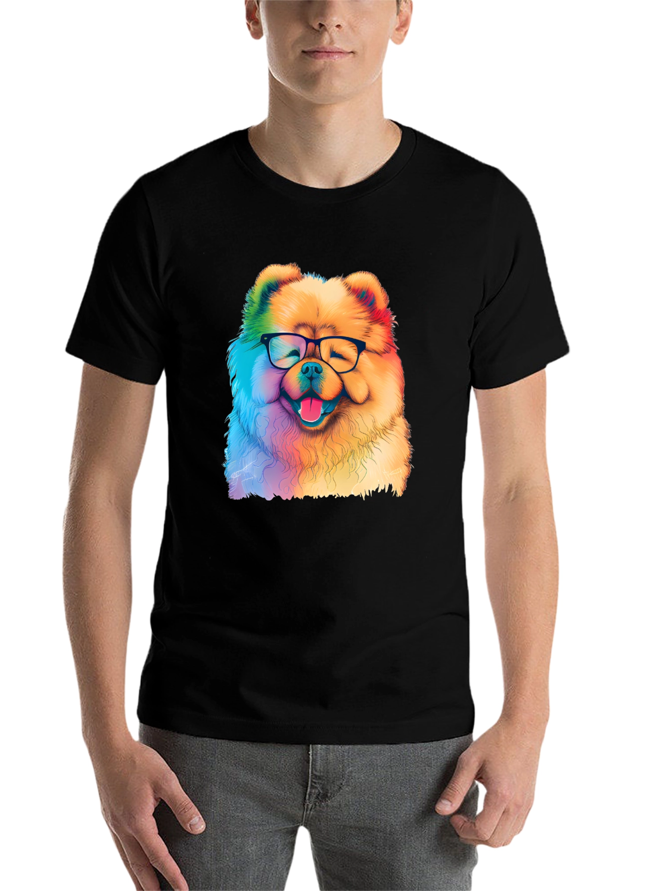 Black Rainbow Dog Glasses T-Shirt view 7