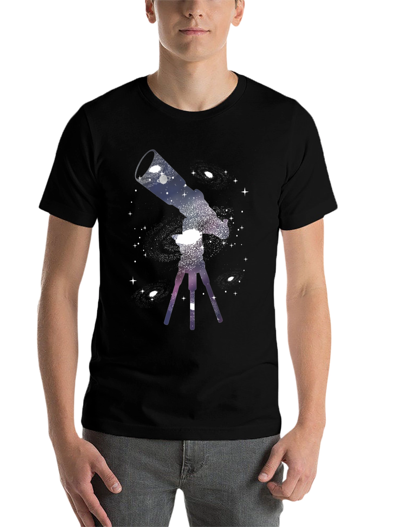 Black Cosmic Telescope Graphic Tee - Black view 7