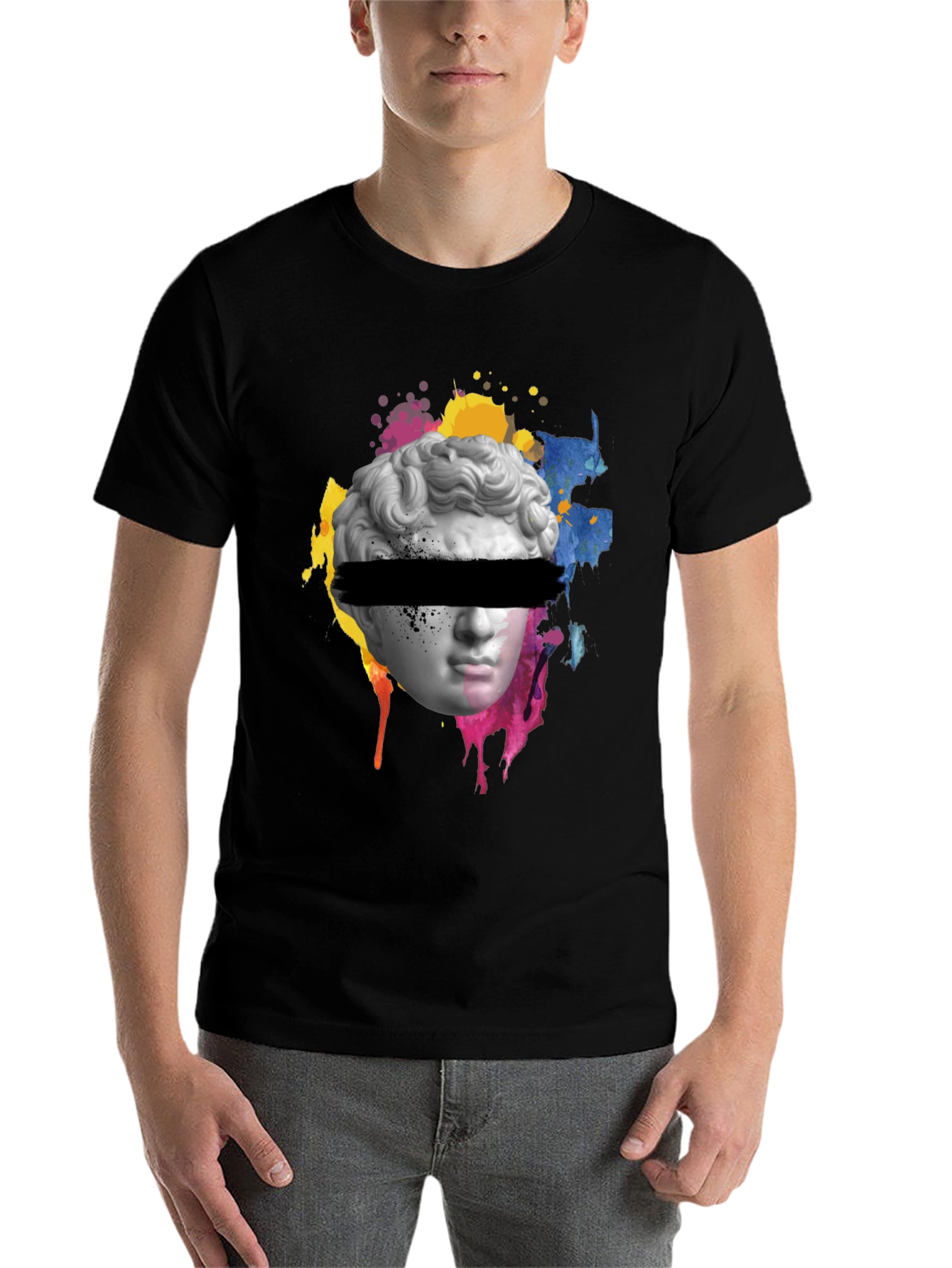 Black Statue Head Graphic Tee - Artistic Streetwear view 7