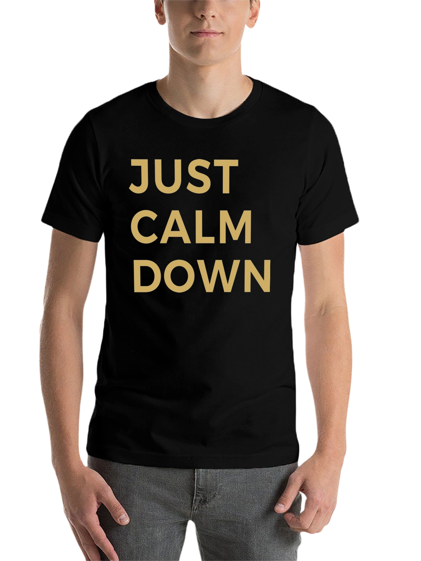 Black Just Calm Down Graphic Tee - Mens view 7