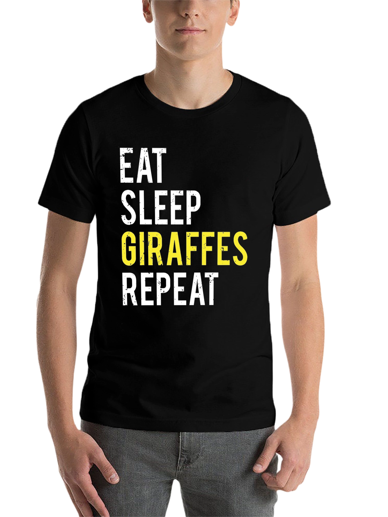 Black Eat Sleep Giraffes Repeat Black T-Shirt view 7