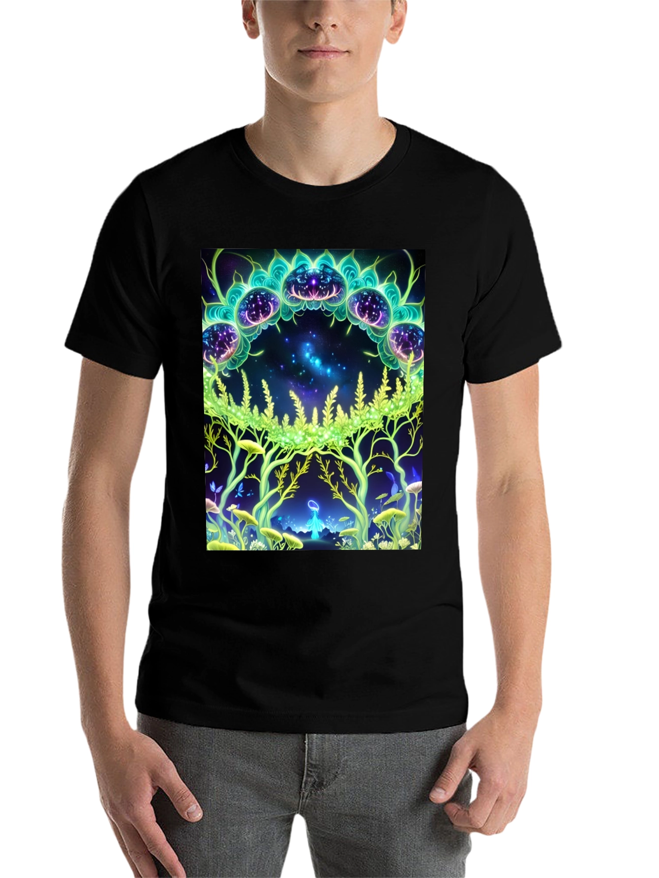Black Mystic Forest Graphic Tee - Black view 7