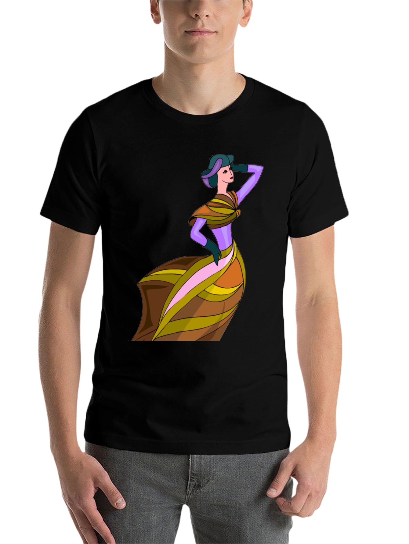 Black Retro Lady T-Shirt - Vintage Style Graphic Tee view 7