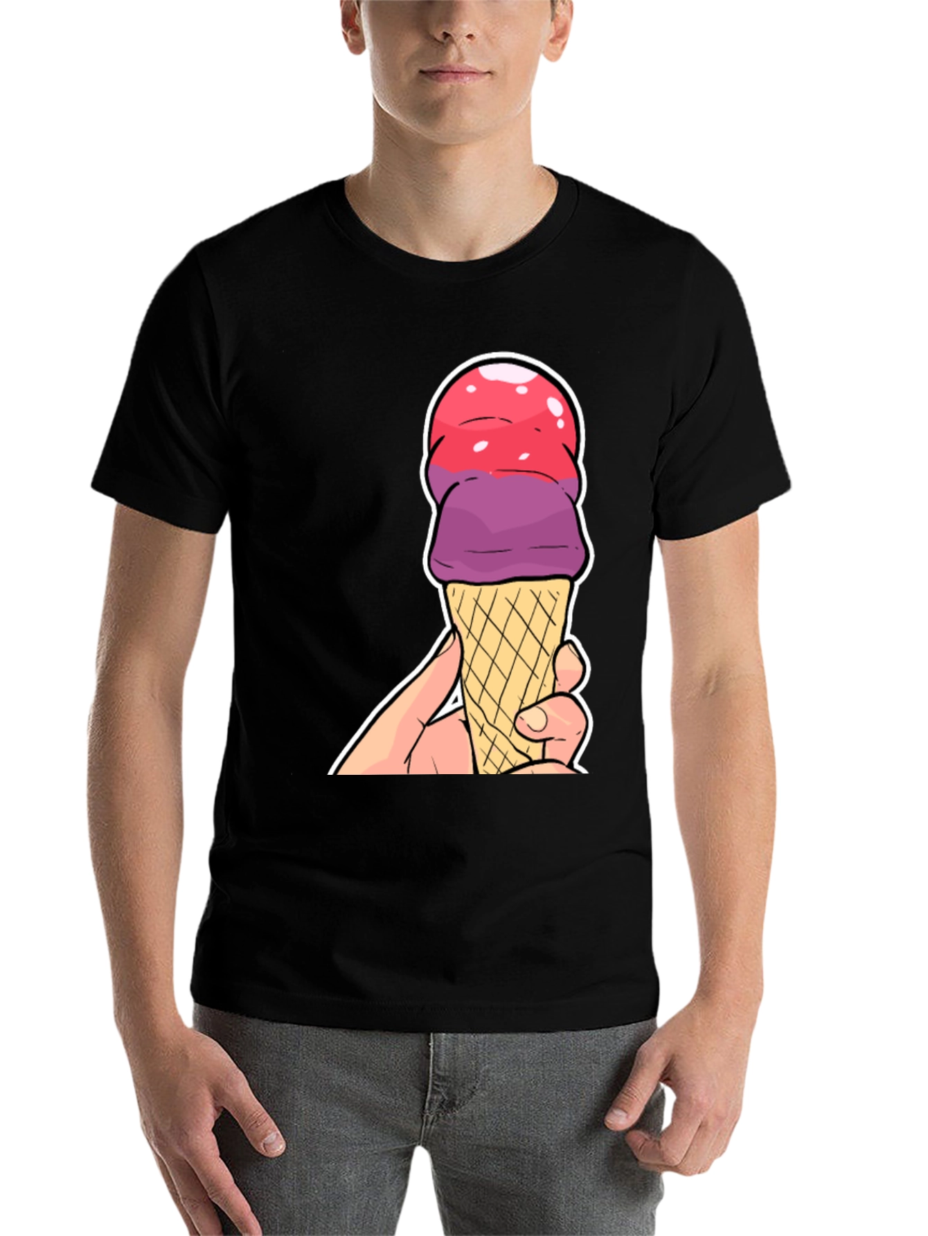 Black Ice Cream Cone Graphic T-Shirt view 7