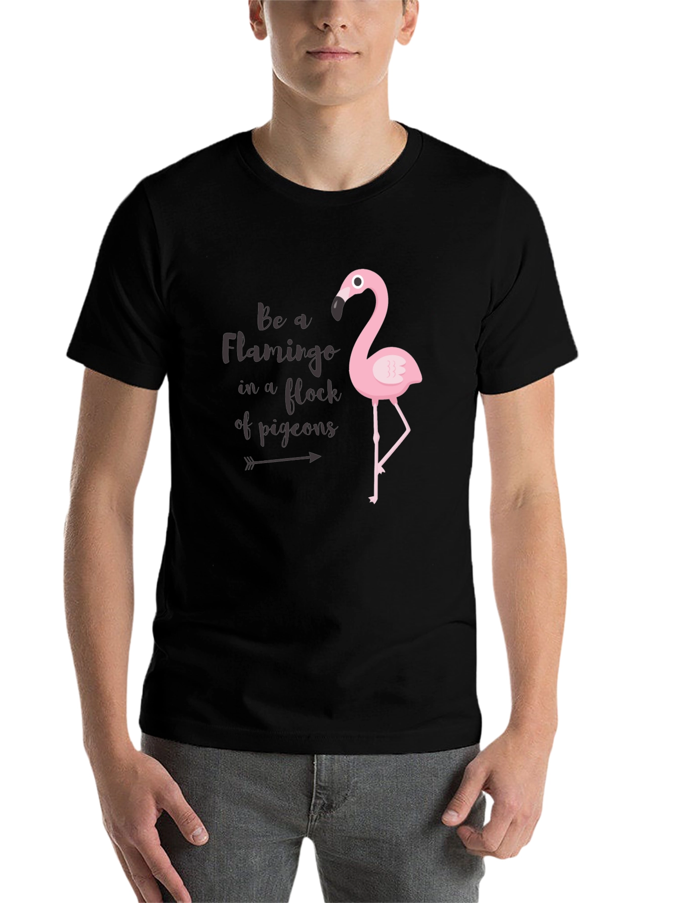 Black Be a Flamingo Black Graphic Tee view 7