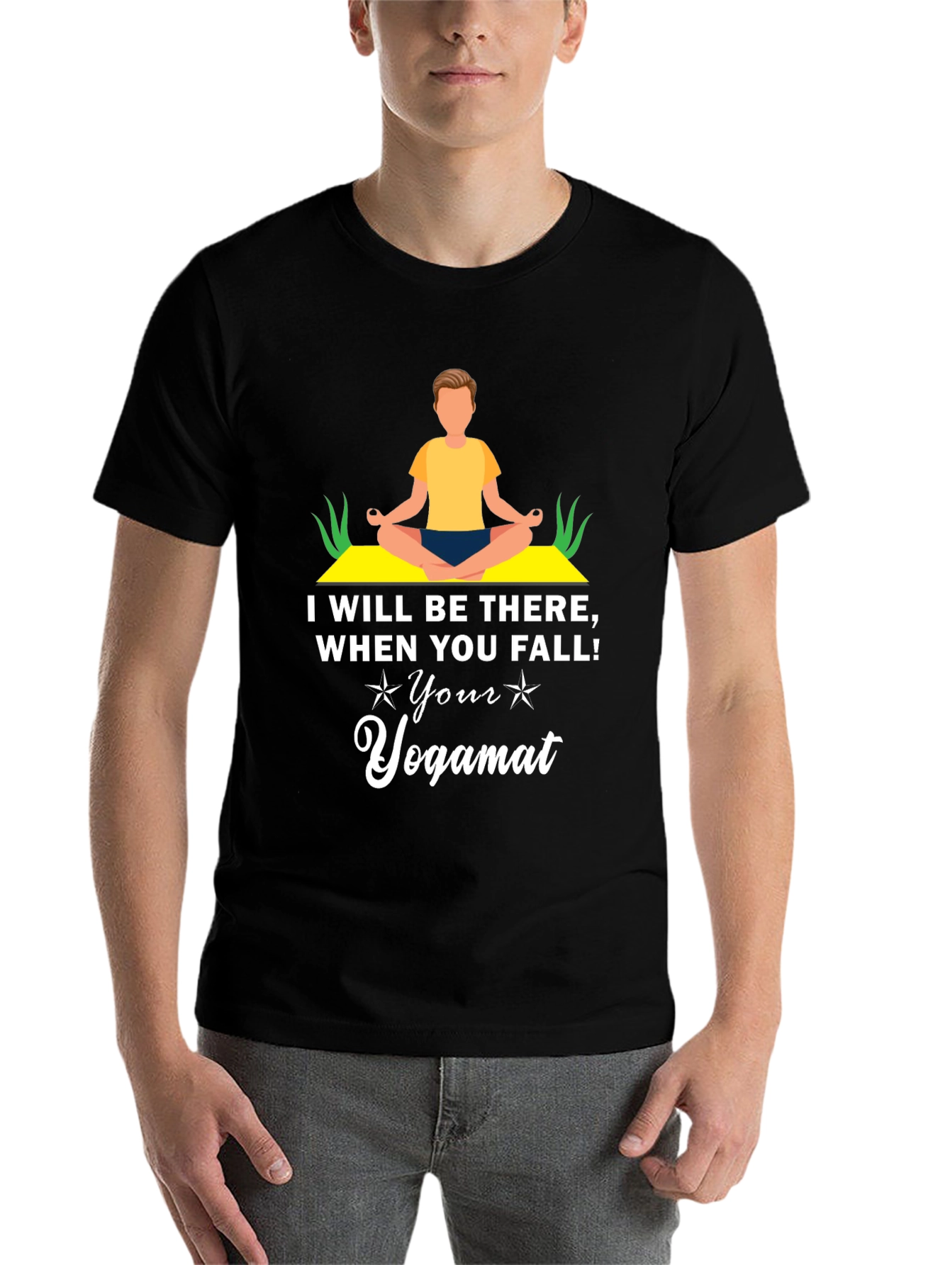 Black Yoga Mat T-Shirt - Funny Yogi Gift view 7