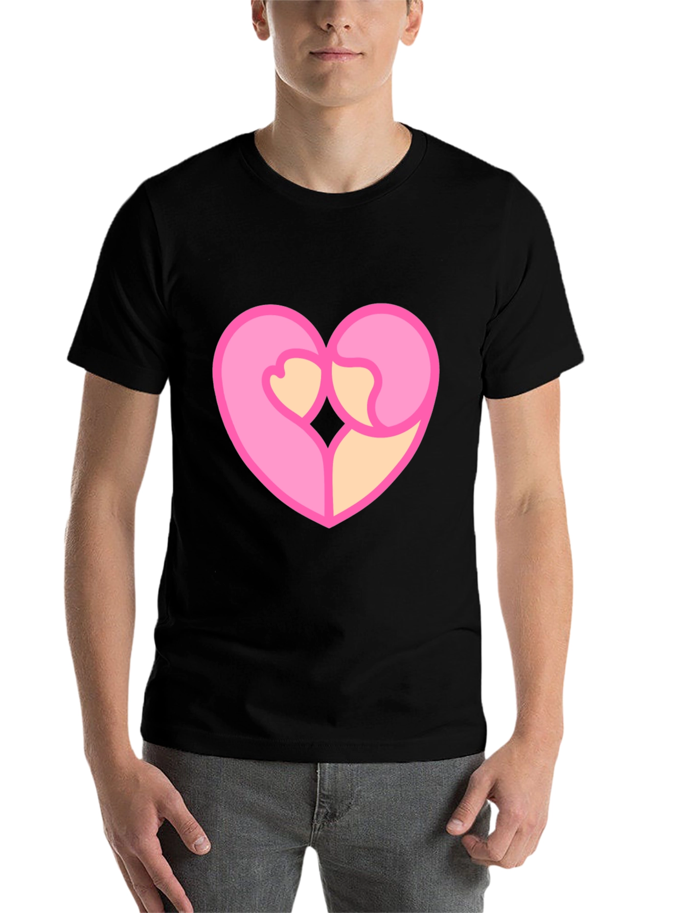 Black Heart Hug Graphic Tee - Black Cotton Blend view 7