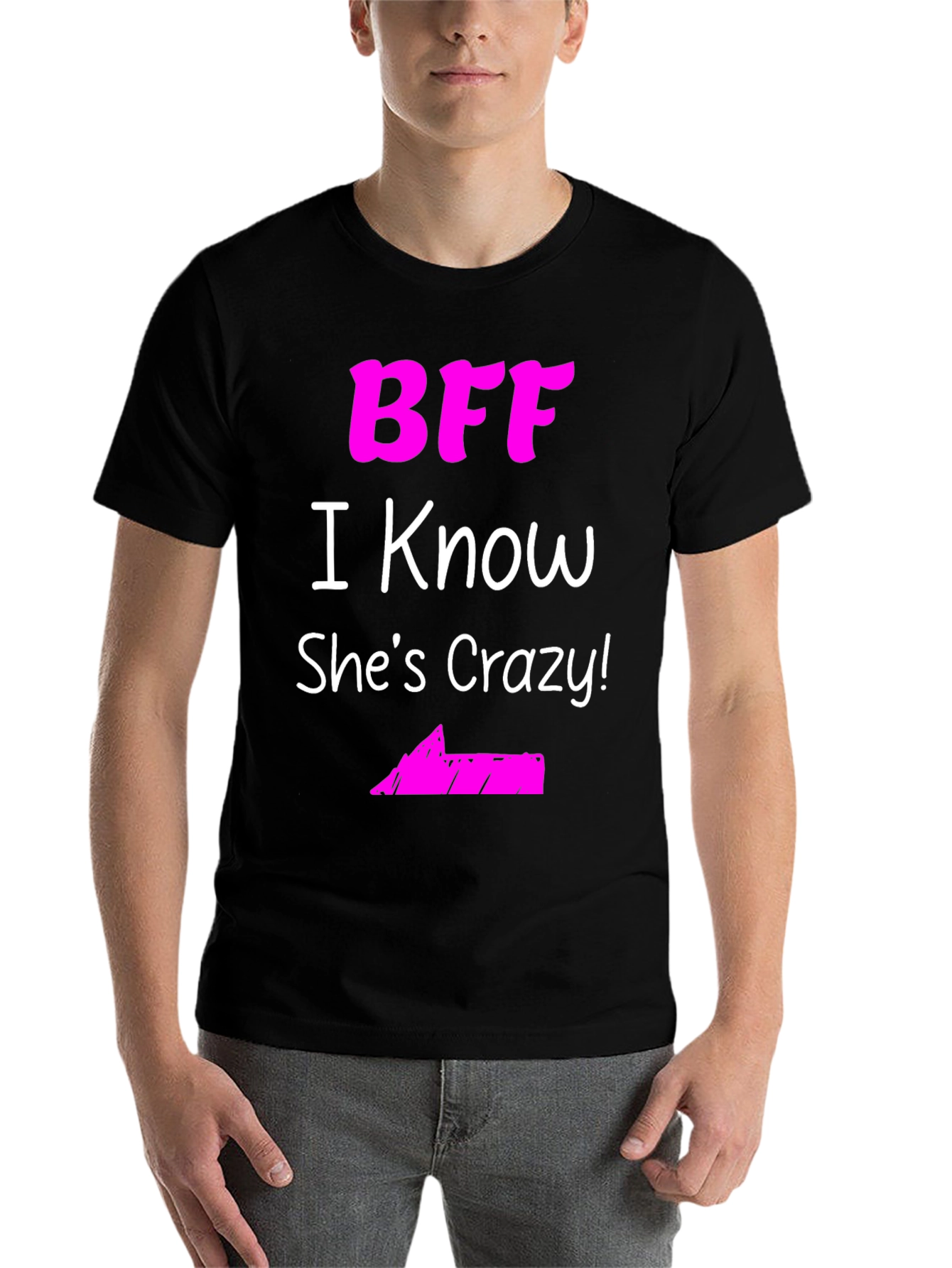 Black BFF She's Crazy! Black Graphic Tee view 7