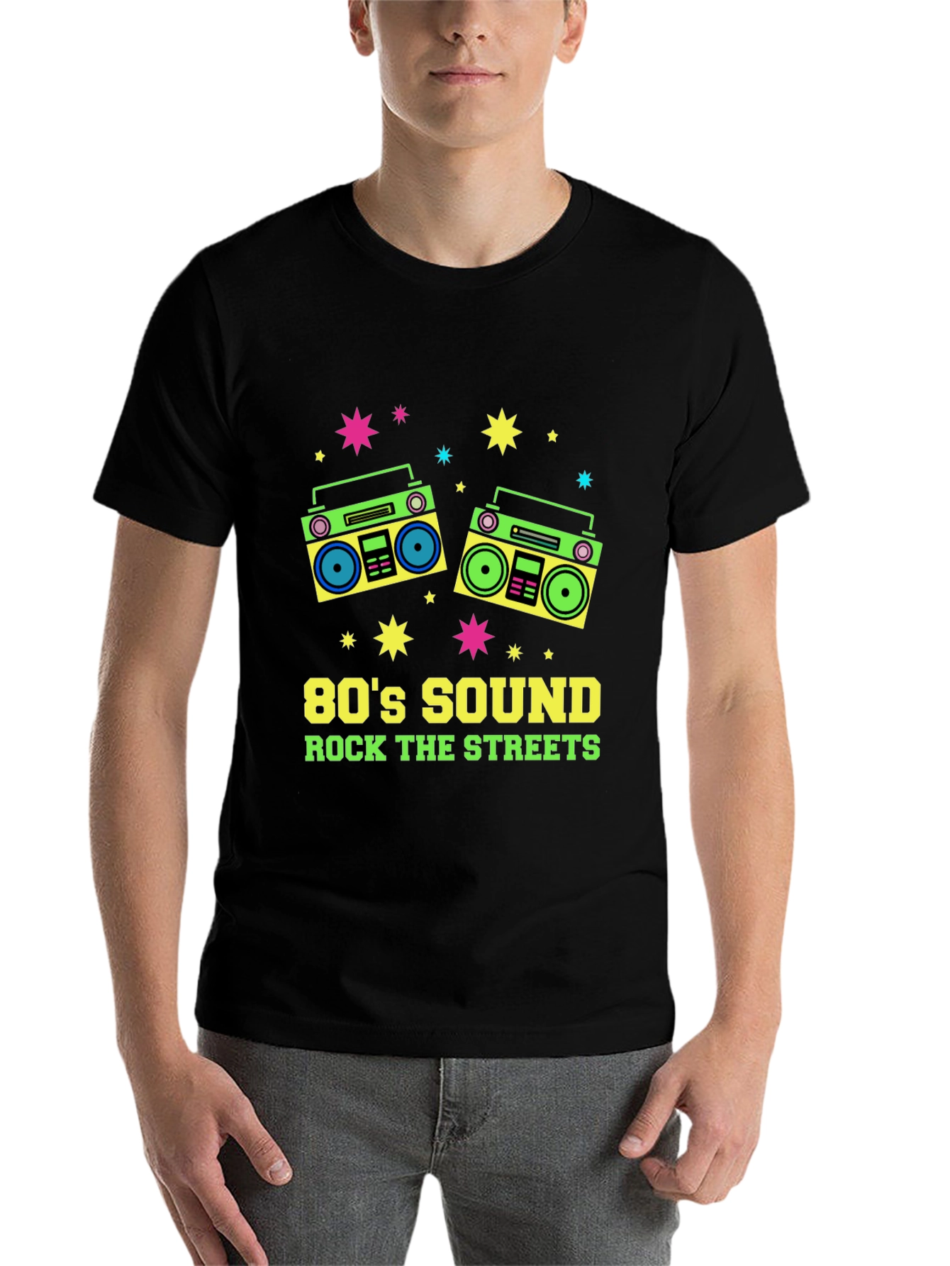 Black 80's Sound Retro Boombox Graphic Tee view 7