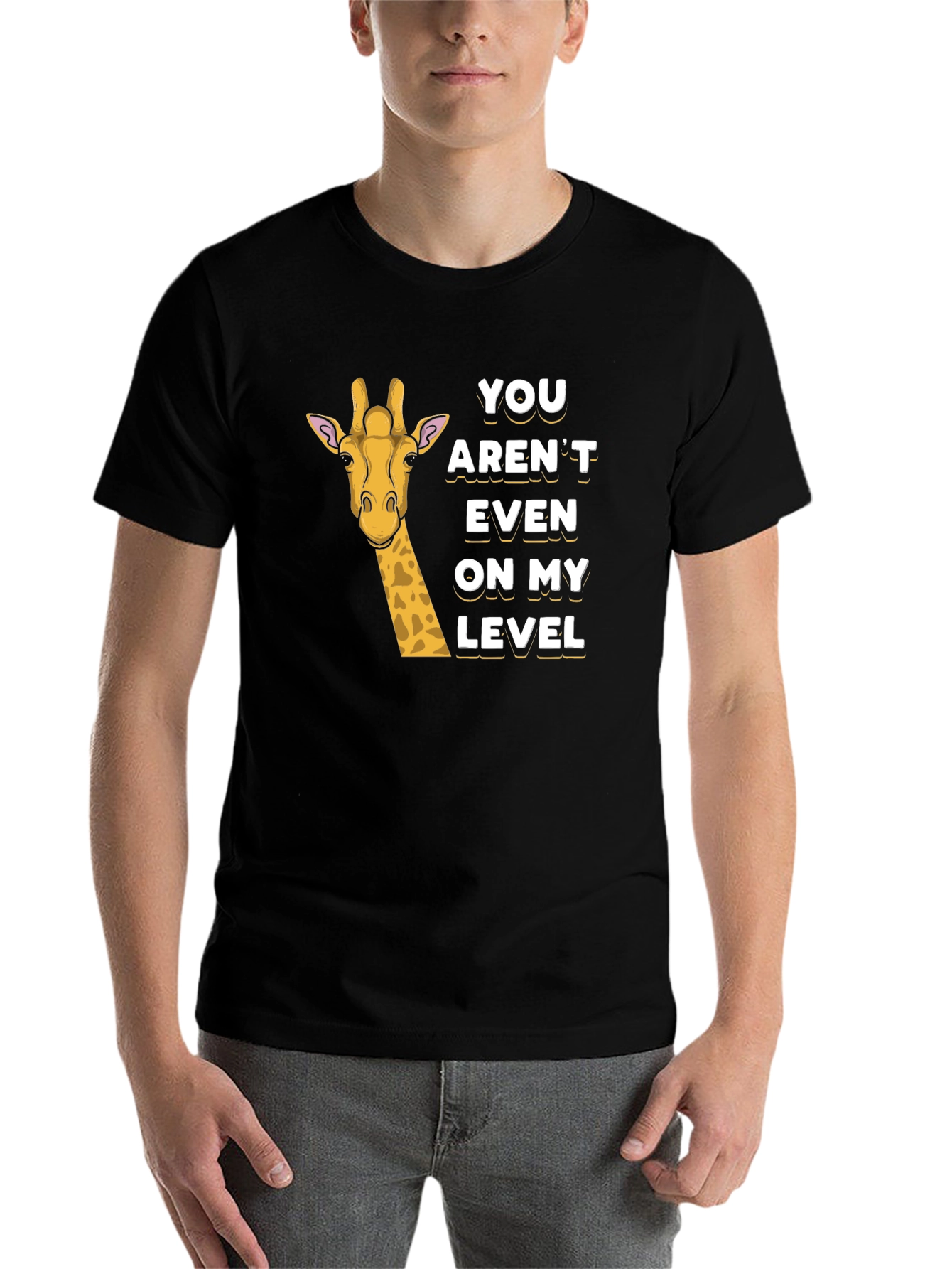 Black Funny Giraffe T-Shirt - You Aren't Even On My Level view 7