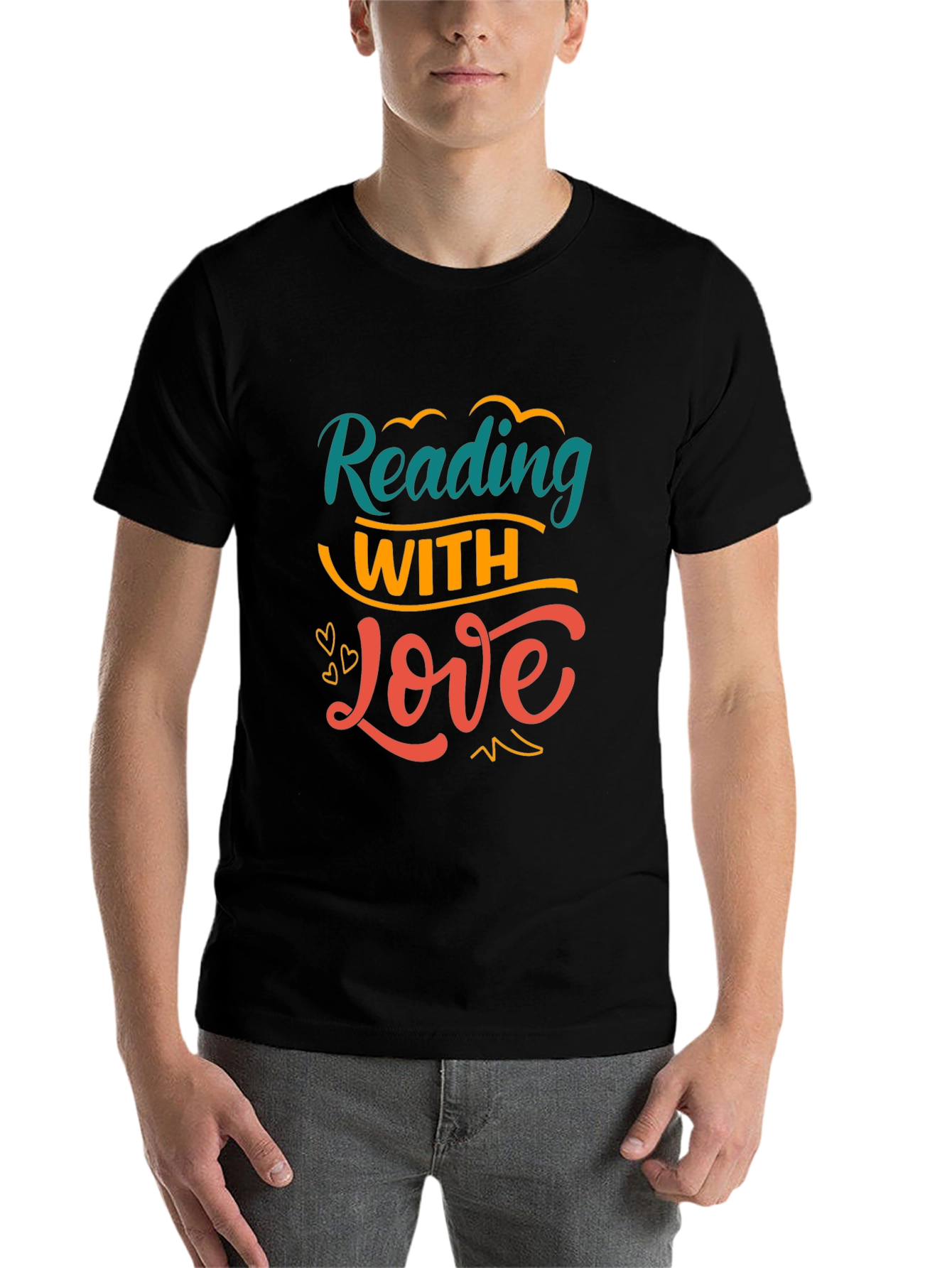 Black Reading with Love Graphic Tee view 7
