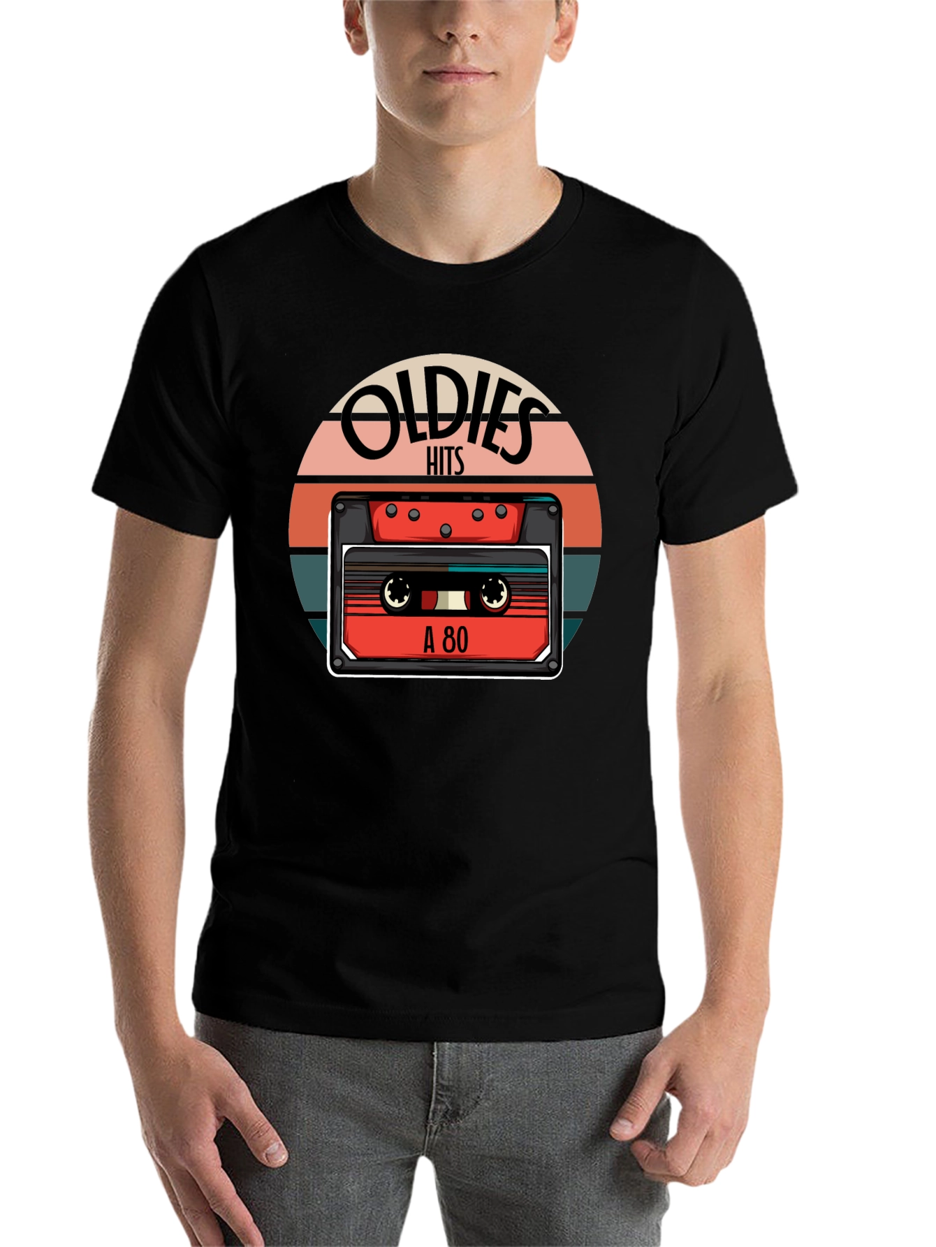 Black Oldies Hits Cassette Tape T-Shirt - Vintage 80s Retro Style Tee view 7