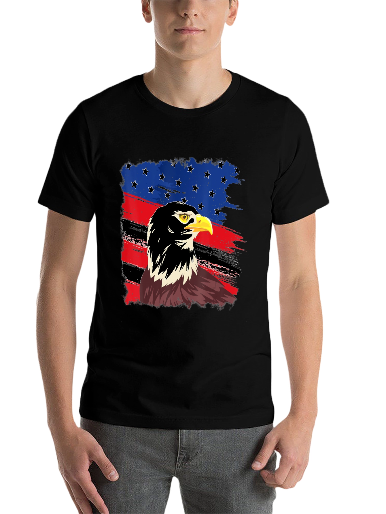 Black American Eagle Flag Graphic T-Shirt view 7