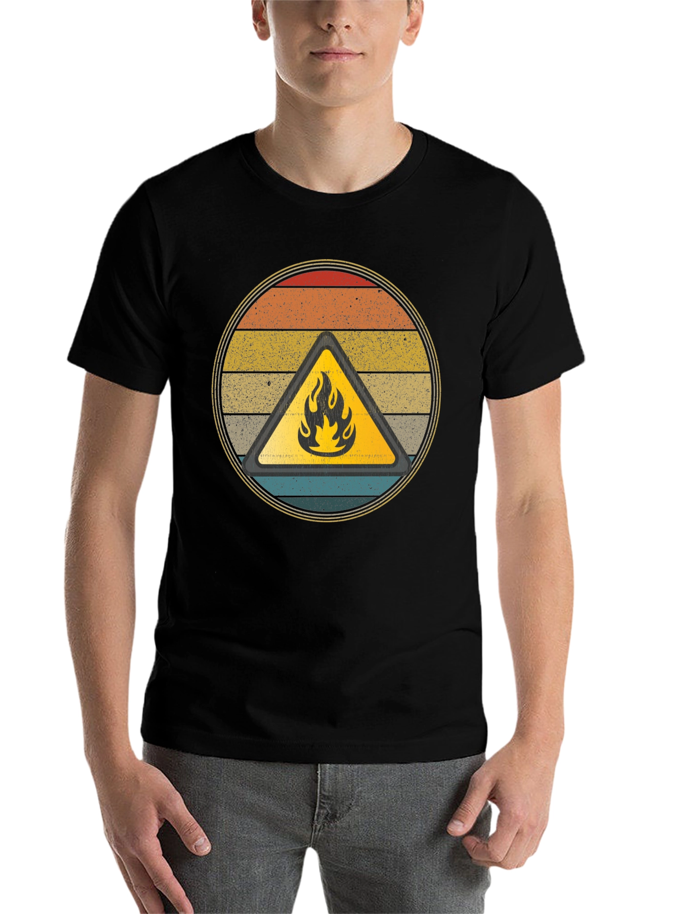 Black Retro Fire Hazard Graphic Tee view 7