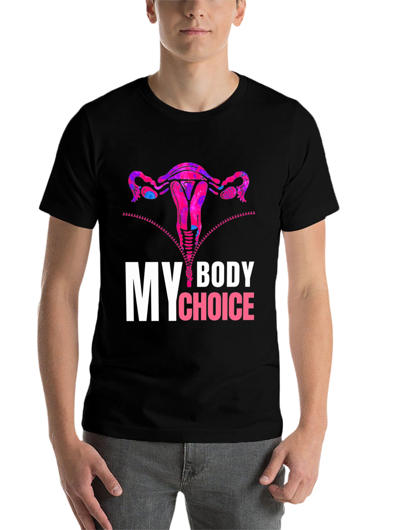 Black My Body My Choice Uterus Graphic Tee view 7