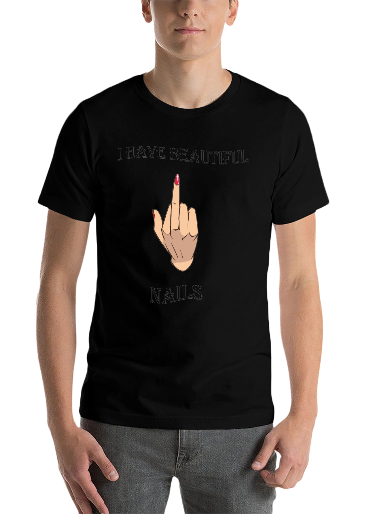 Black I Have Beautiful Nails Funny Graphic Tee view 7