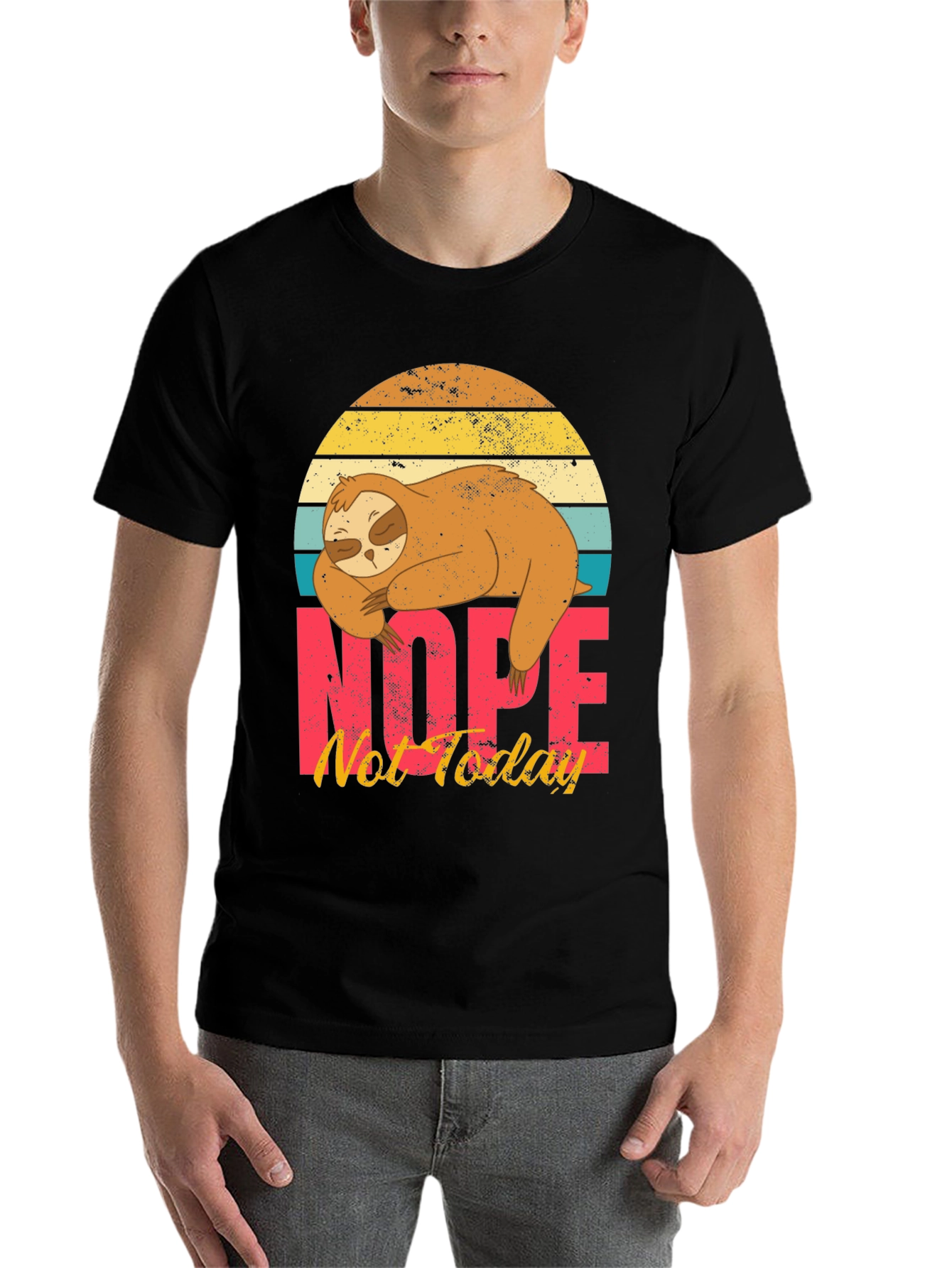 Black Nope, Not Today Sloth Graphic T-Shirt view 7