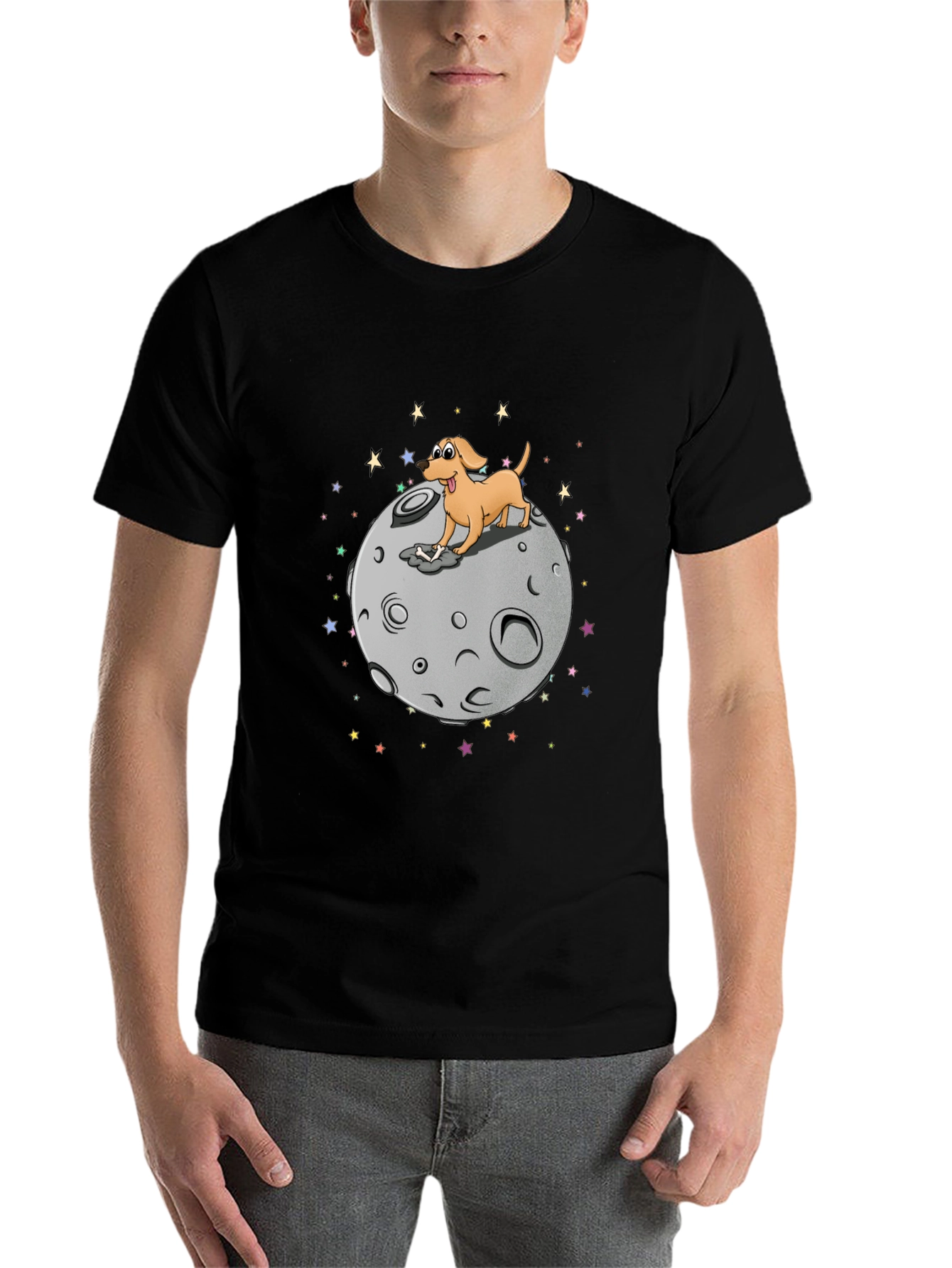 Black Dog on Moon Graphic T-Shirt view 7