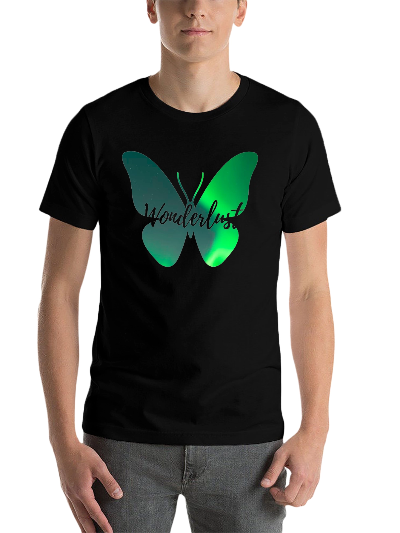 Black Wanderlust Butterfly Graphic T-Shirt - Black view 7