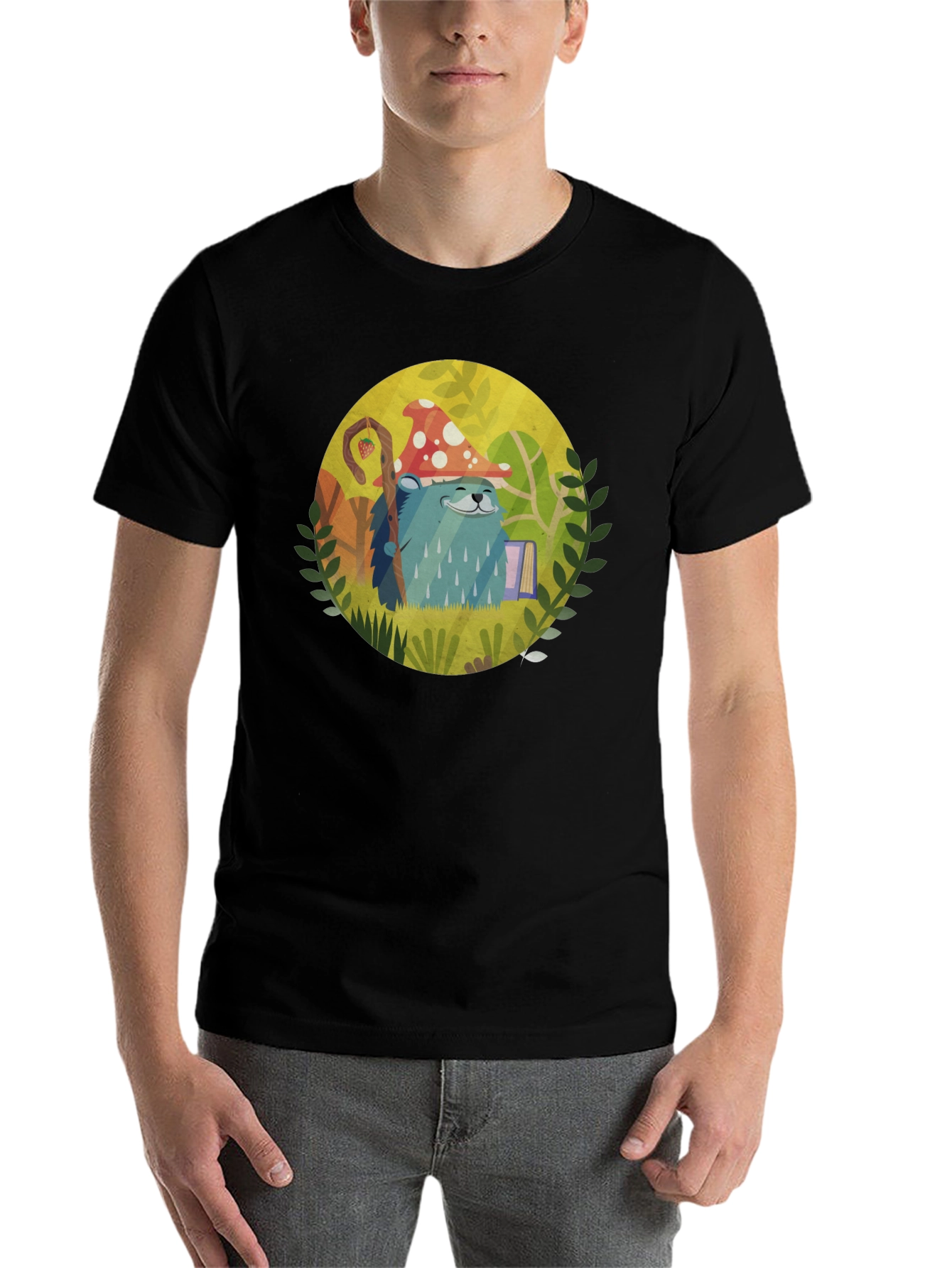 Black Whimsical Hedgehog T-Shirt view 7