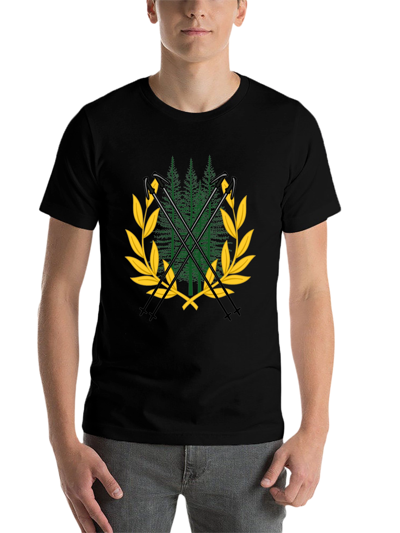 Black Forest Crest Tee - Nature Inspired Black T-Shirt view 7