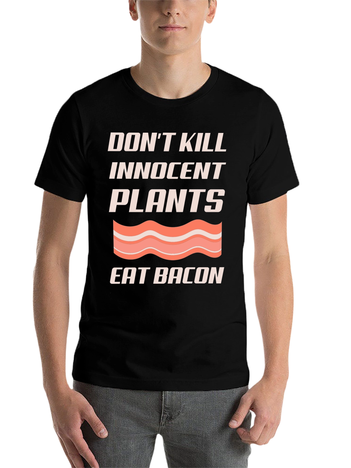 Black Don't Kill Plants Eat Bacon Graphic T-Shirt view 7