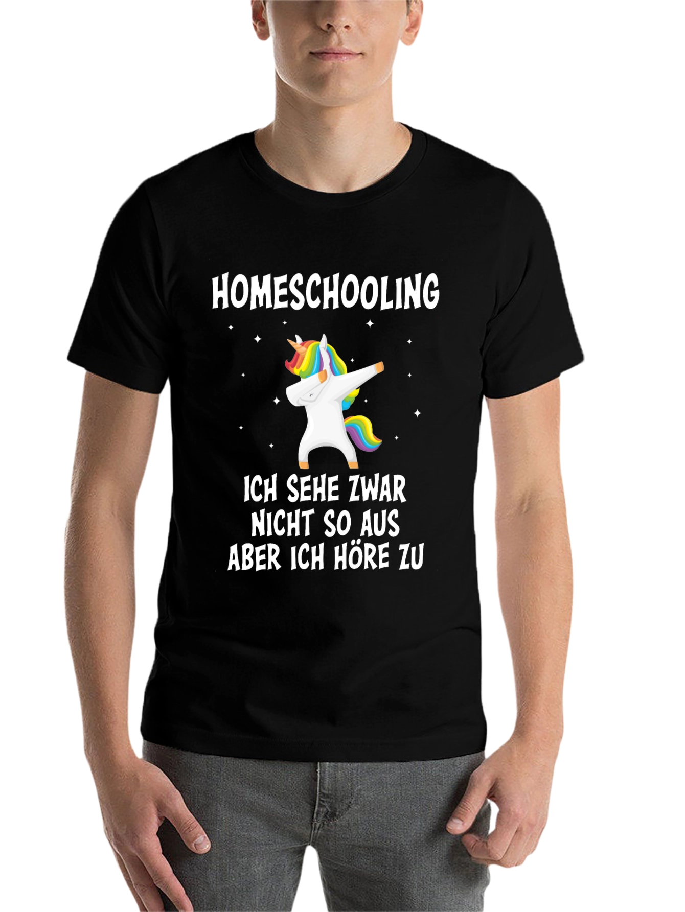 Black Homeschooling Unicorn T-Shirt view 7