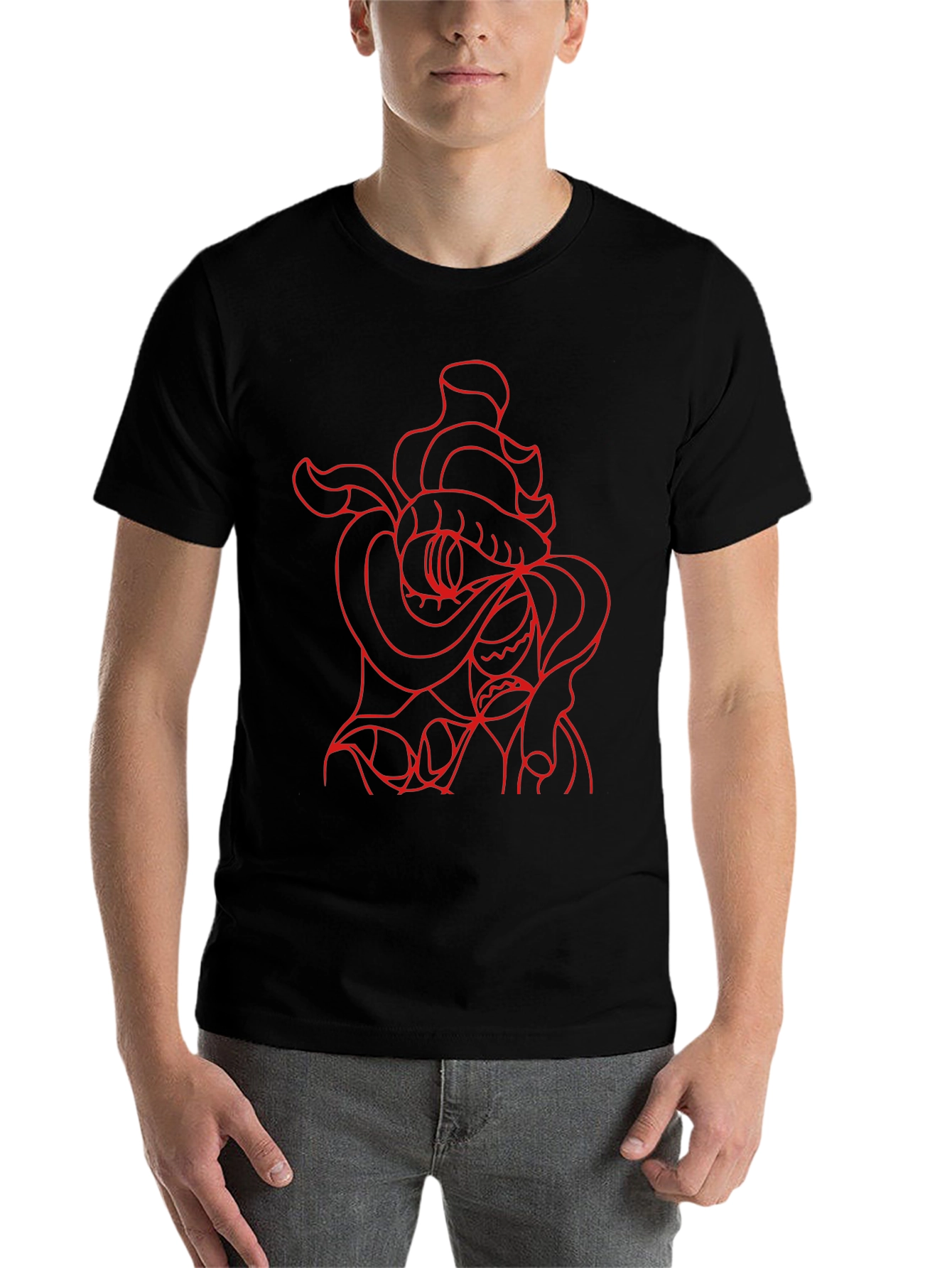 Black Red Snake Graphic Black T-Shirt view 7
