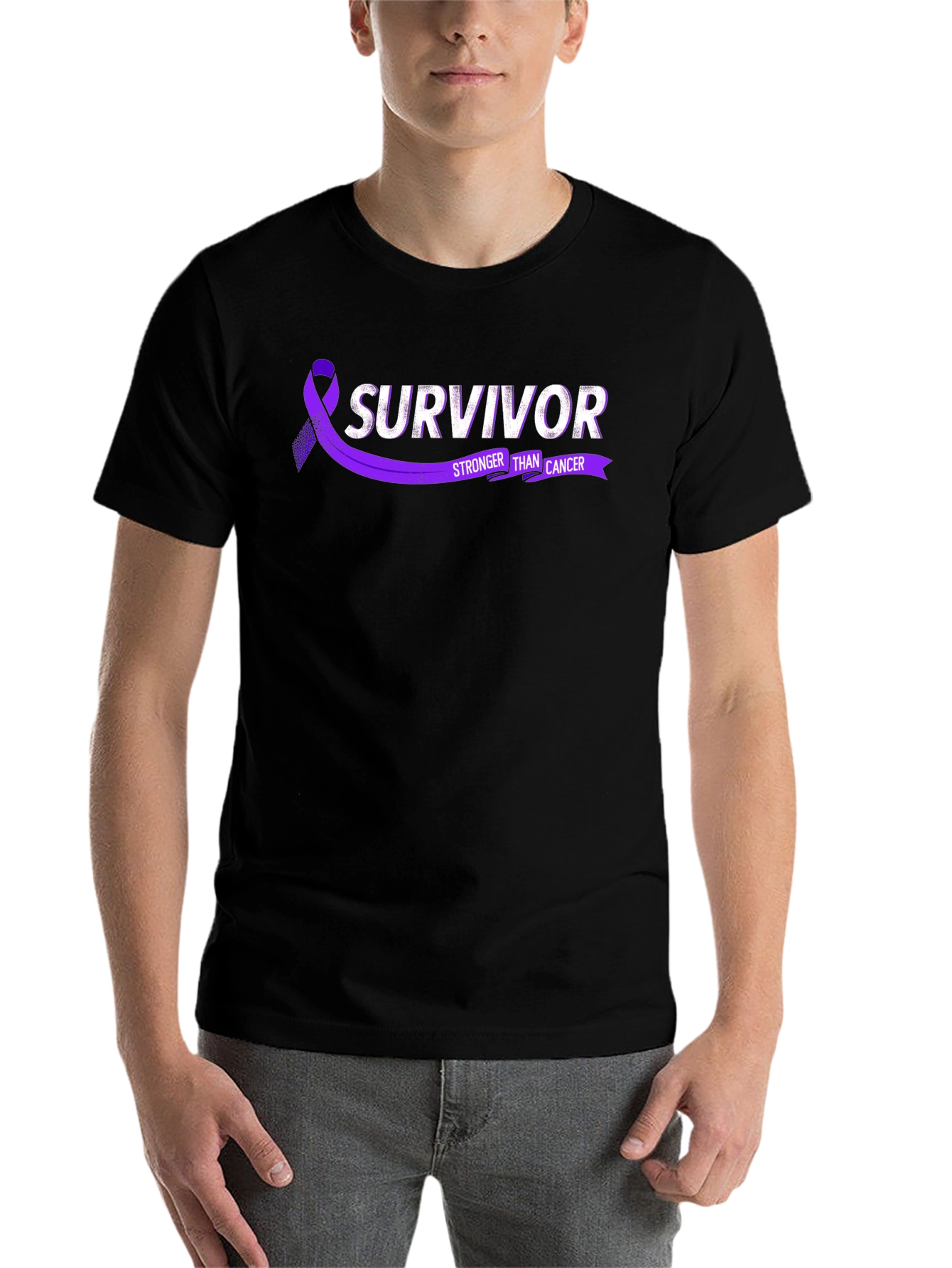 Black Survivor Stronger Than Cancer Awareness T-Shirt view 7