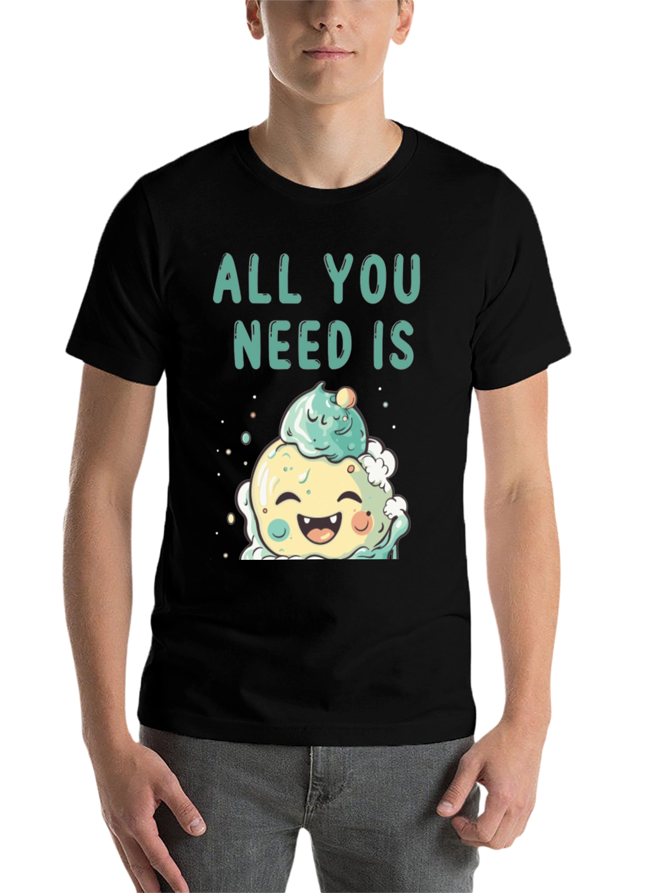 Black All You Need Is Cute Ice Cream T-Shirt view 7