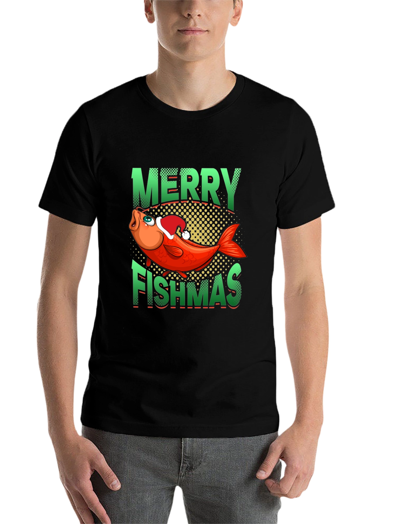 Black Merry Fishmas Graphic Tee view 7