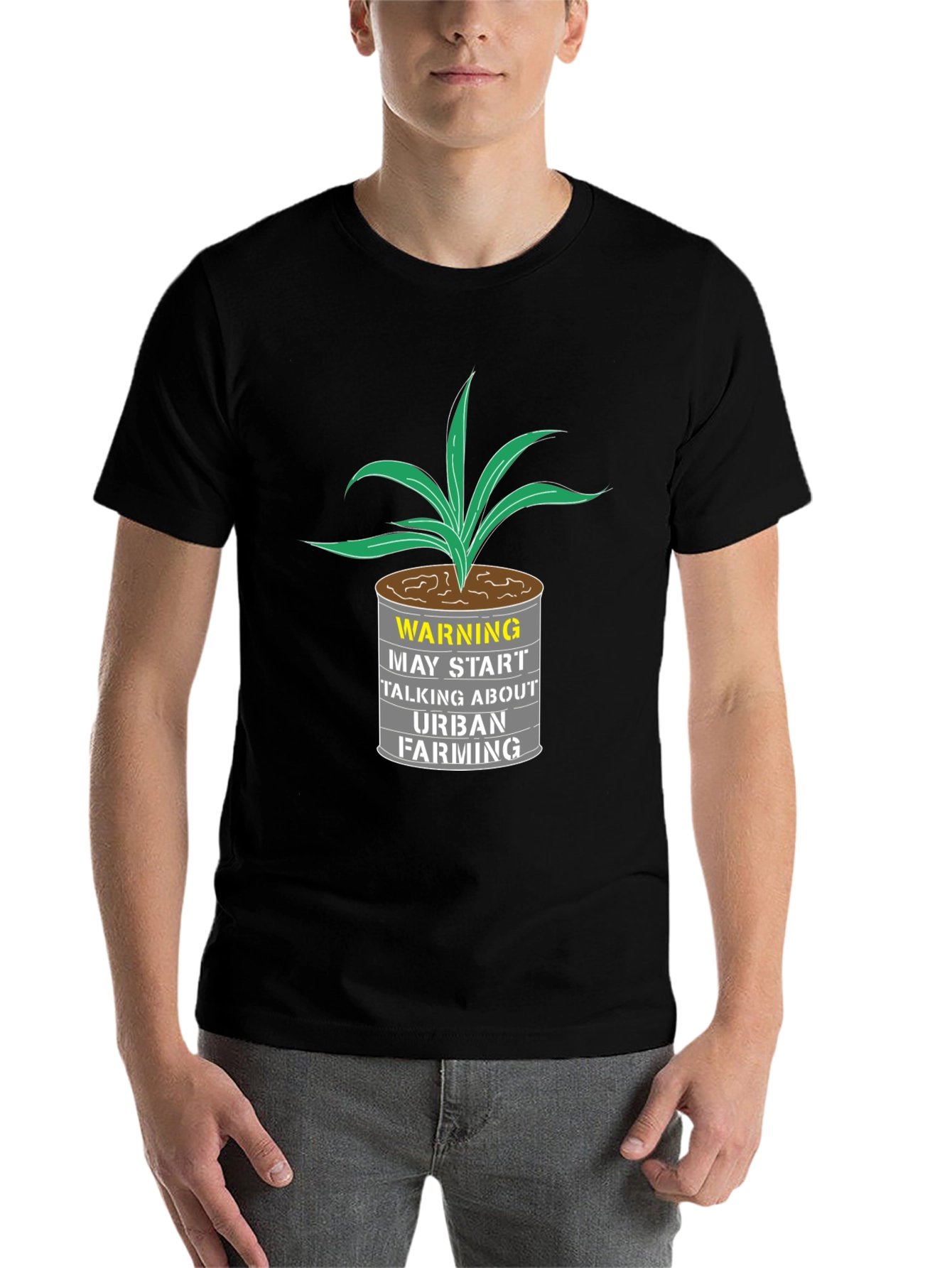 Black Urban Farming T-Shirt - Warning Graphic Tee view 7