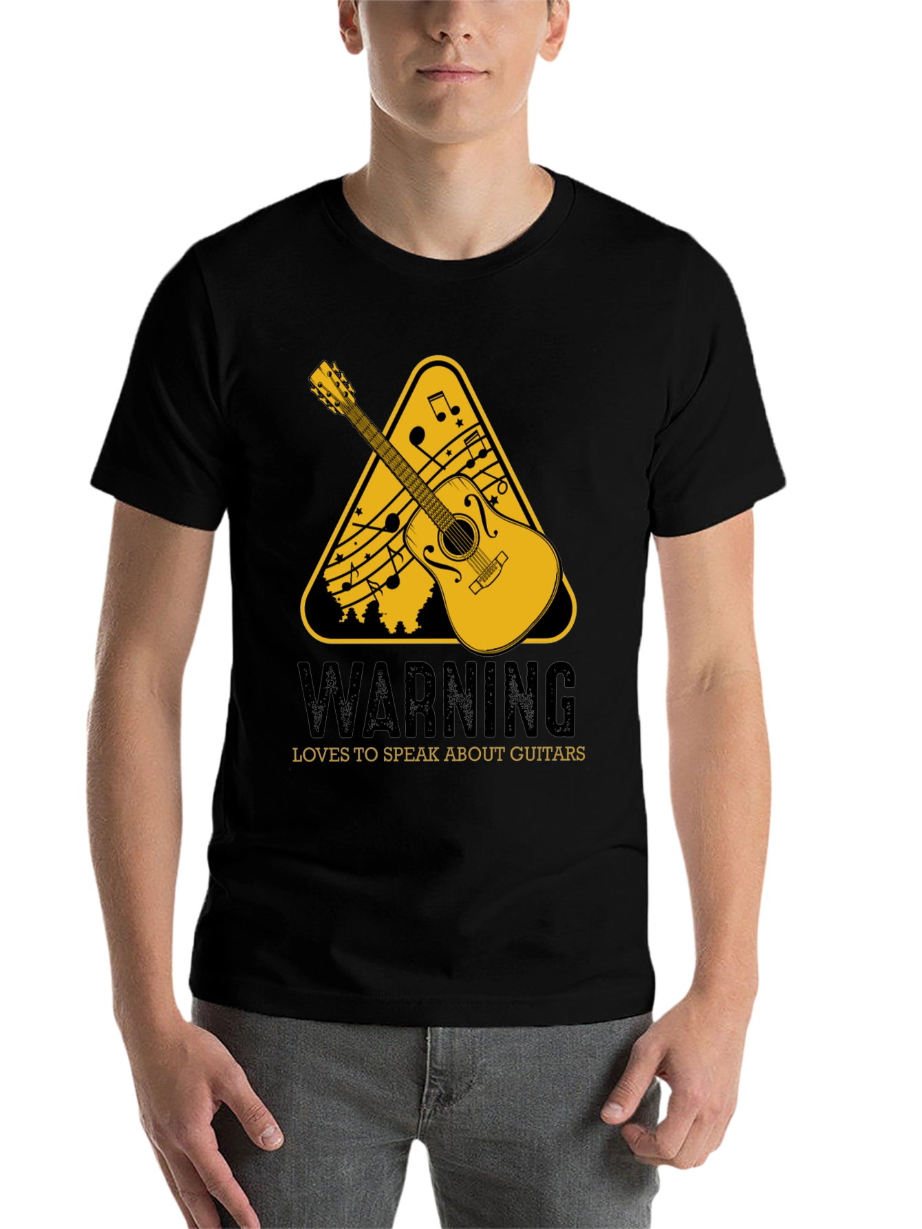 Black Guitar Lover's Warning T-Shirt view 7